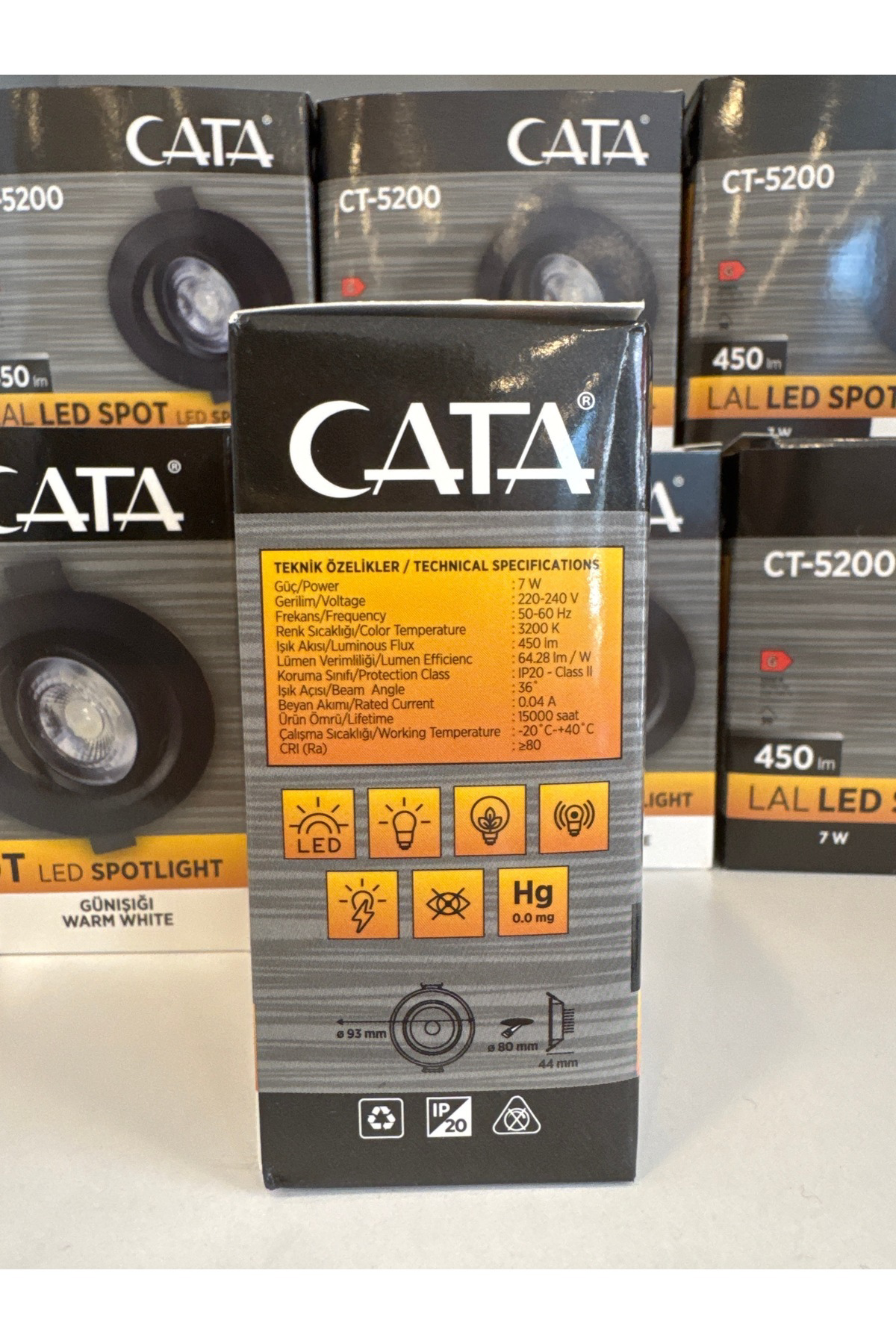 CT-5200G 7W Akik Led Spot Gün Işığı- Siyah Kasa Yuvarlak Sıva Alt