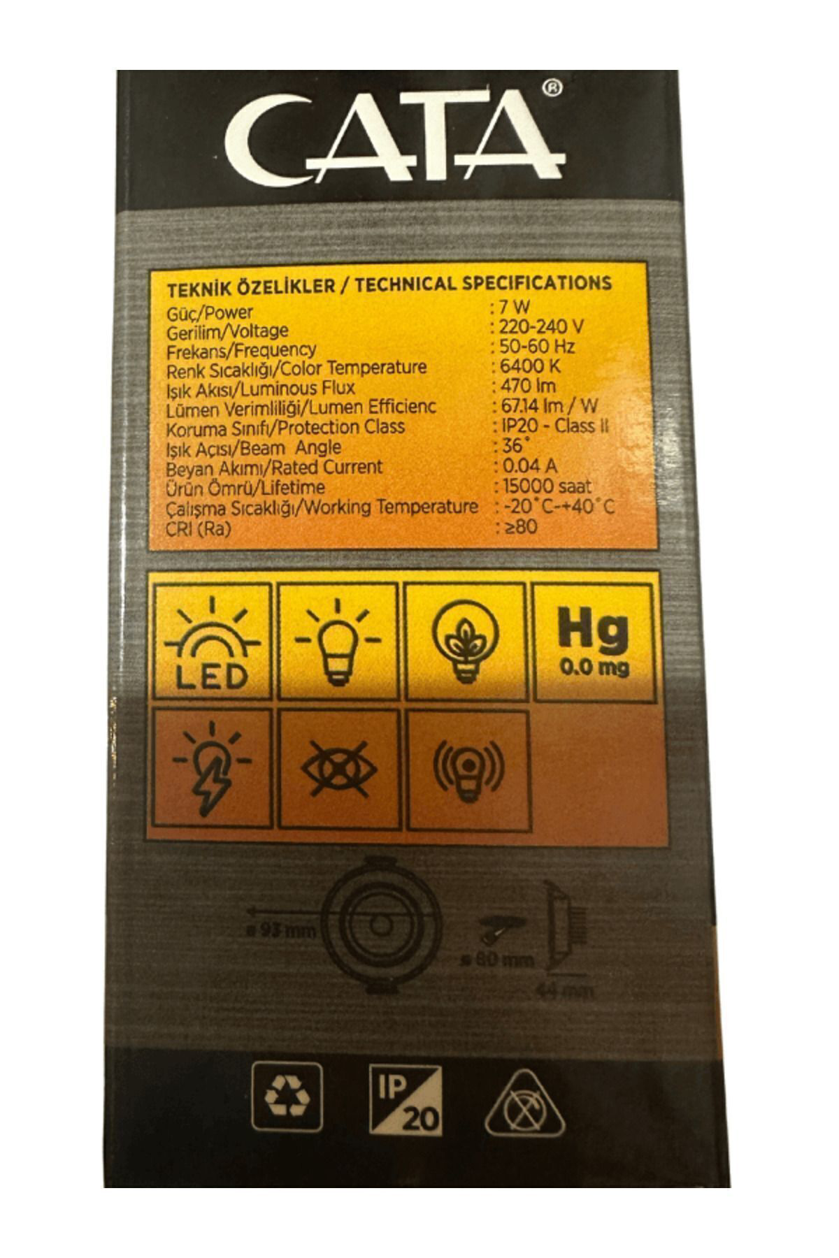 CT-5204 7W 6400K (Beyaz Işık) Akik Sıva Altı Led Spot (8 Adet)