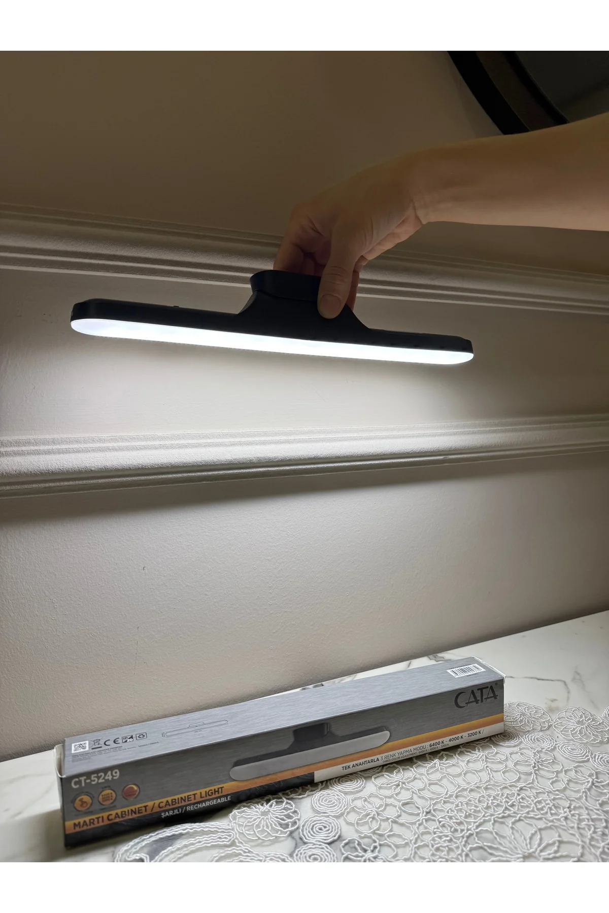 CT 5249 MARTI SİYAH ŞARJI LEDLİ APLİK 3 RENK IŞIK