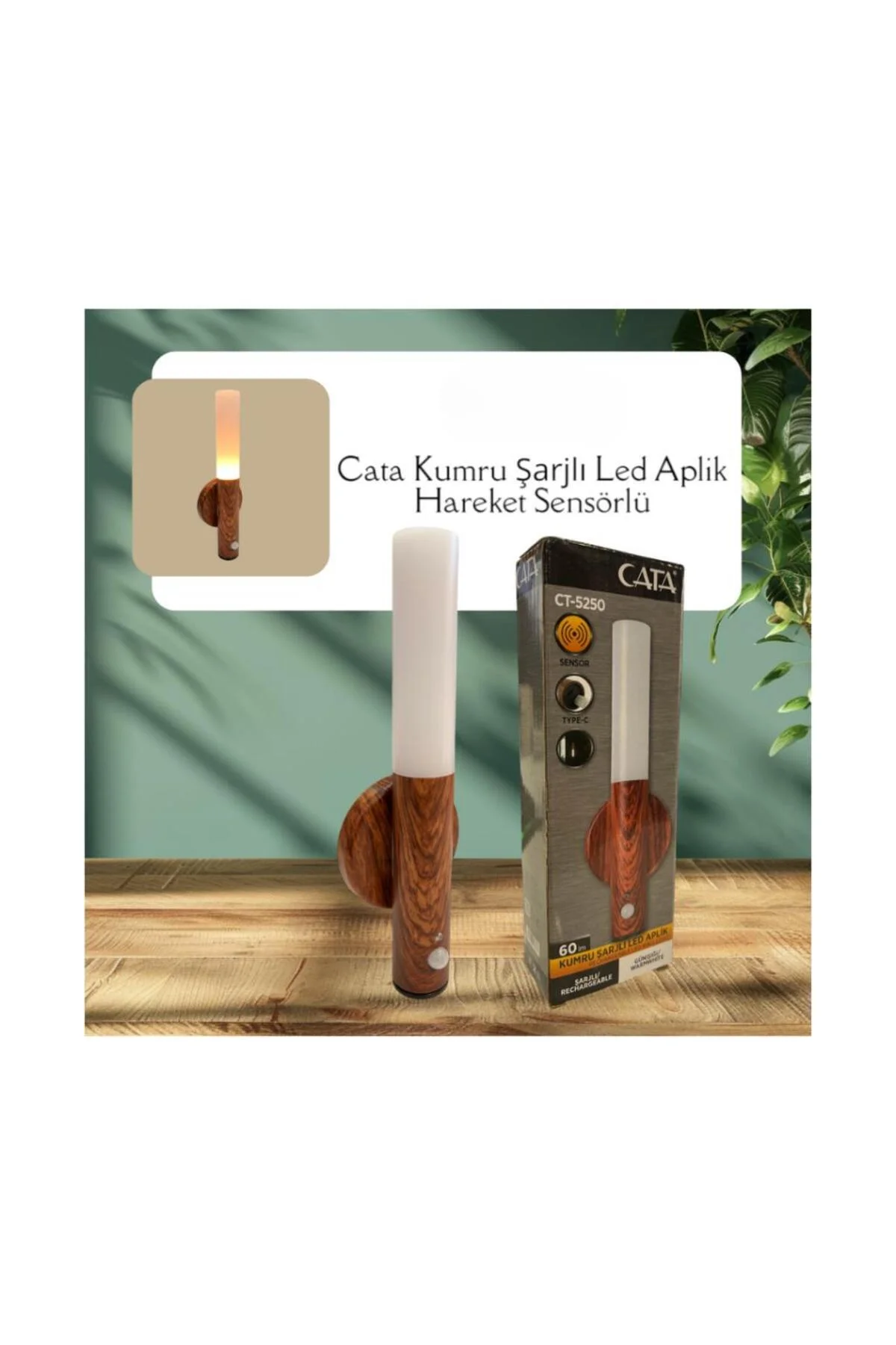 CT-5250 Kumru Şarjlı Led Aplik Gün Işığı 1W 3200K - Görsel 2