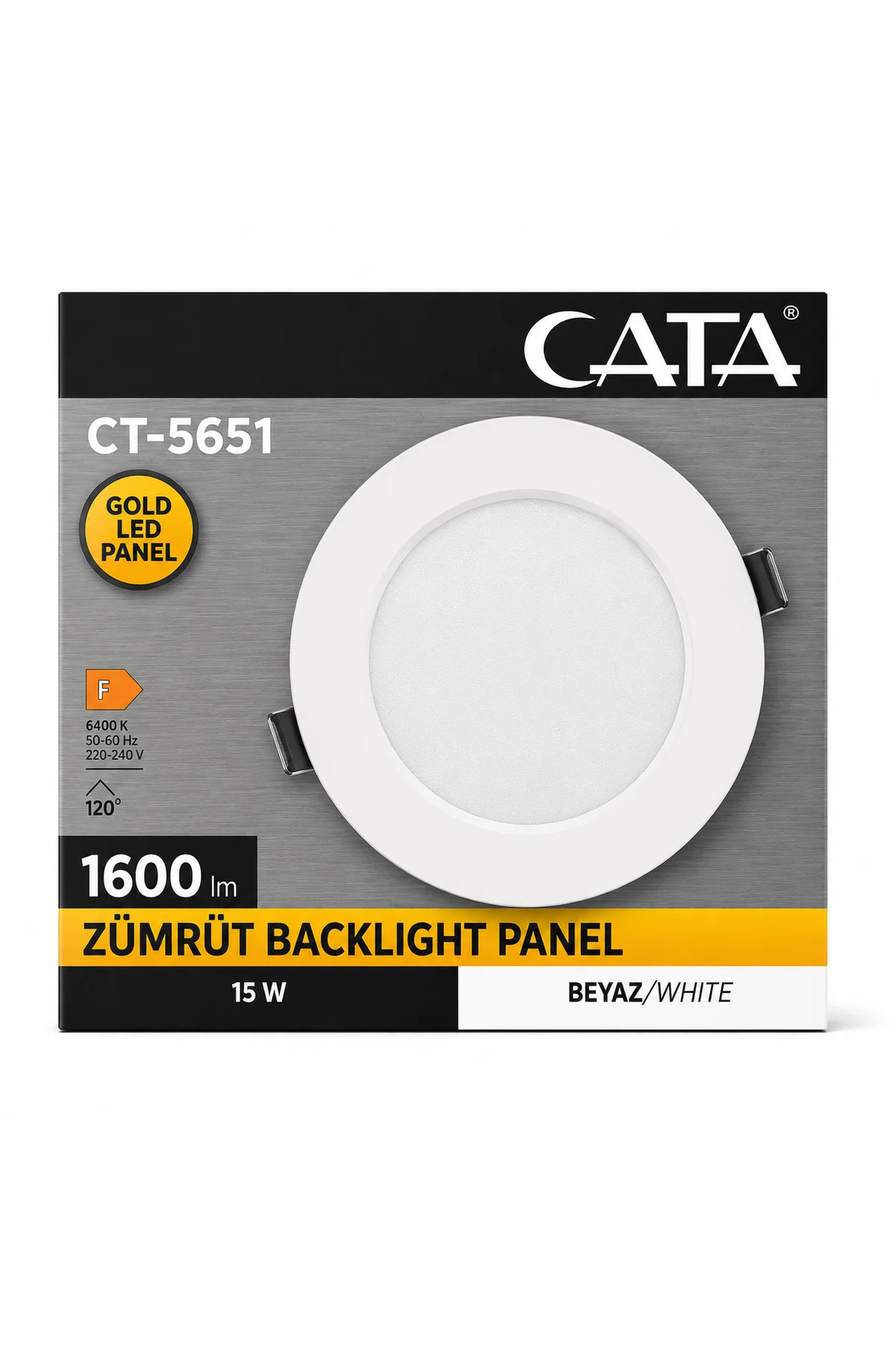 CT-5651 15W Zümrüt Backlight LED Panel 6400K Beyaz Işık 1600 Lümen Yuvarlak Sıva Altı - Görsel 2