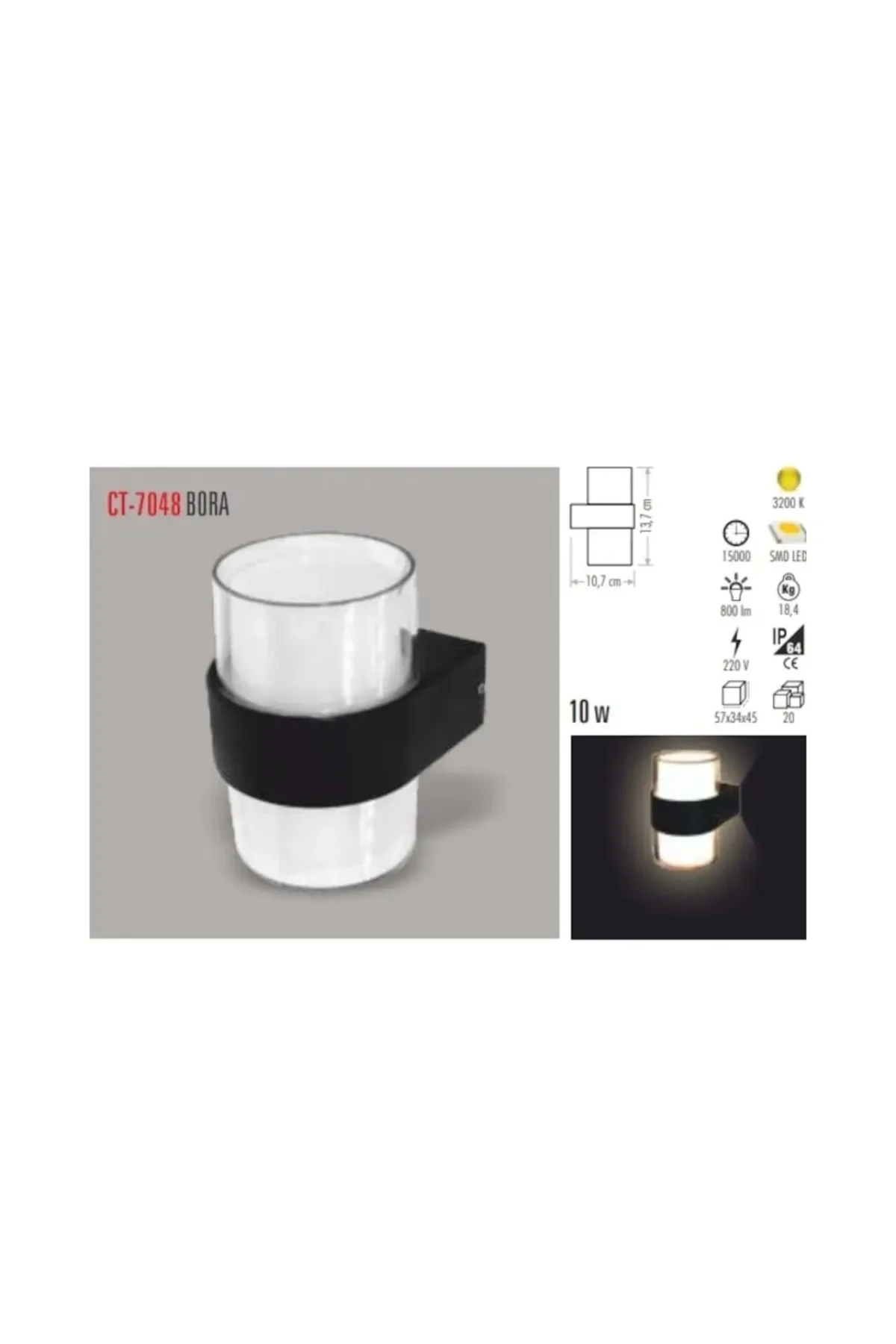 Ct-7048 Bora Dekoratif Dış Mekan Aplik Günışığı 3200 Kelvin Ct-7048 Bora Dekoratif Dış Mekan Aplik Günışığı 3200 Kelvin - Görsel 2