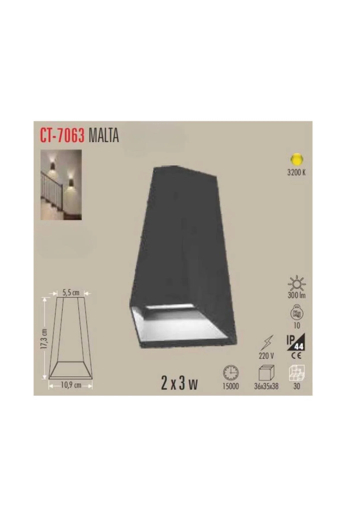 CT-7063 Malta Aplik Gün Işığı 6W 3200K CT-7063 Malta Aplik Gün Işığı 6W 3200K - Görsel 3