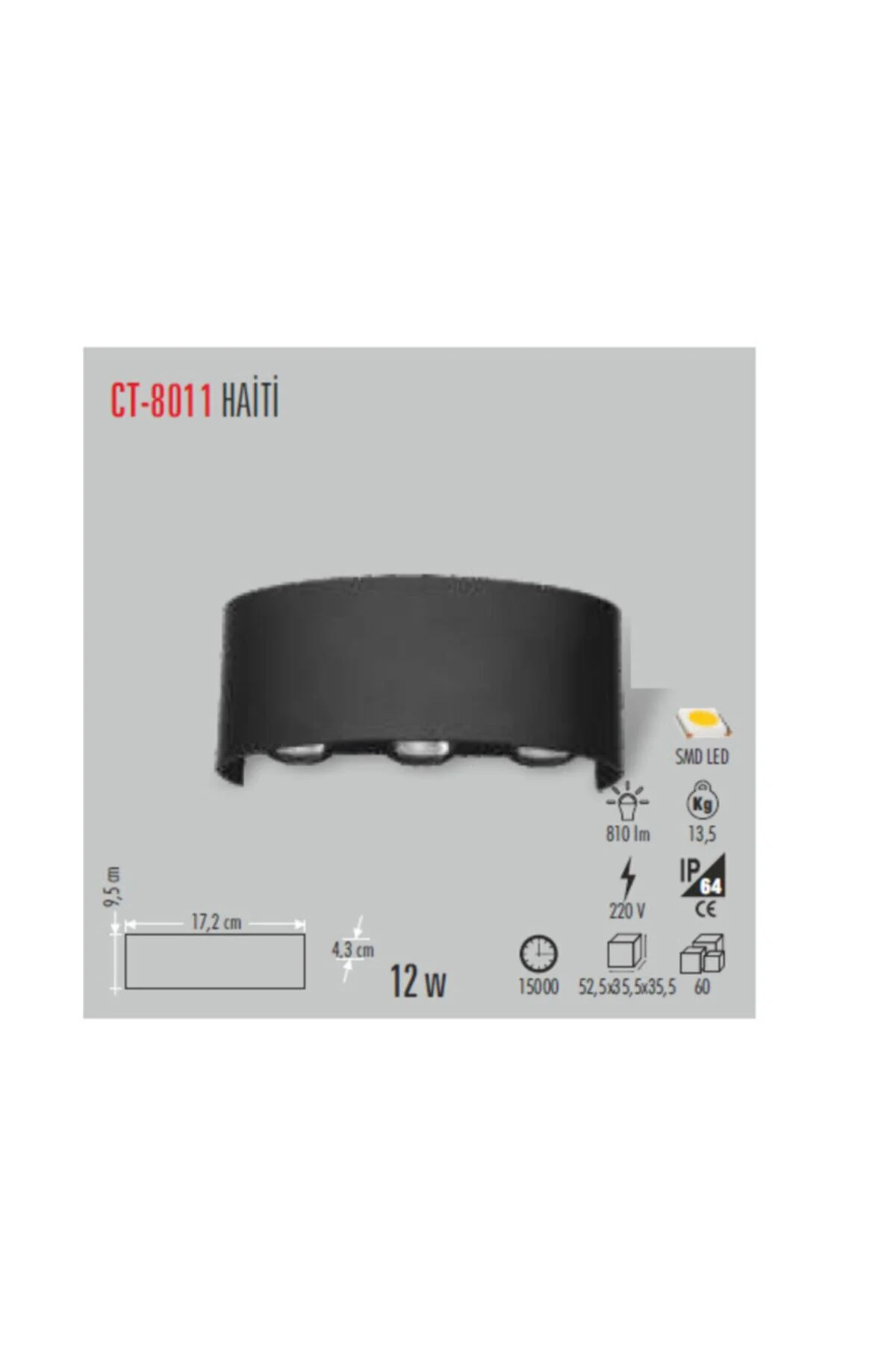 Ct-8011 12w Haiti Led Aplik(günışığı)