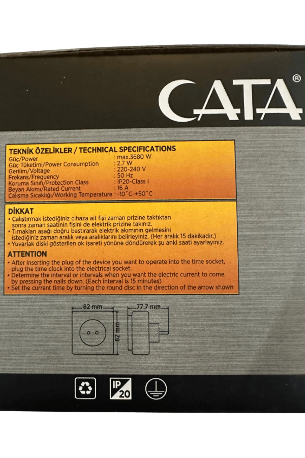 CT-9180 3680W 16 Amper Mekanik Zaman Saati (8 Adet) - Görsel 3