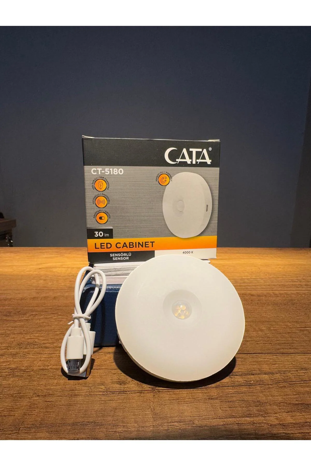 CT5180 LED CABINET SENSÖRLÜ 4000K USB ŞARJLI ANAHTARLI KABİN/KORİ