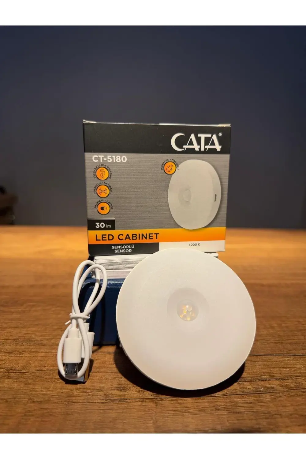CT5180 LED CABINET SENSÖRLÜ 4000K USB ŞARJLI ANAHTARLI KABİN/KORİ