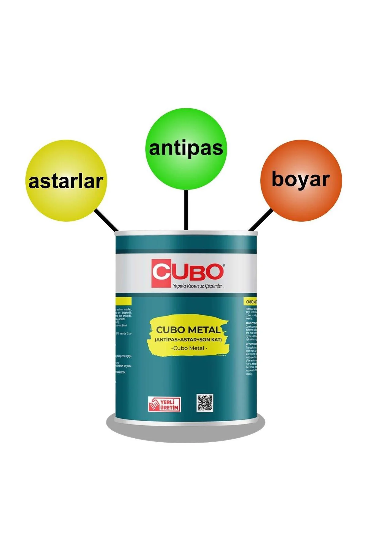 Cubo Metal Pas Boyası Beyaz 2,5 Litre