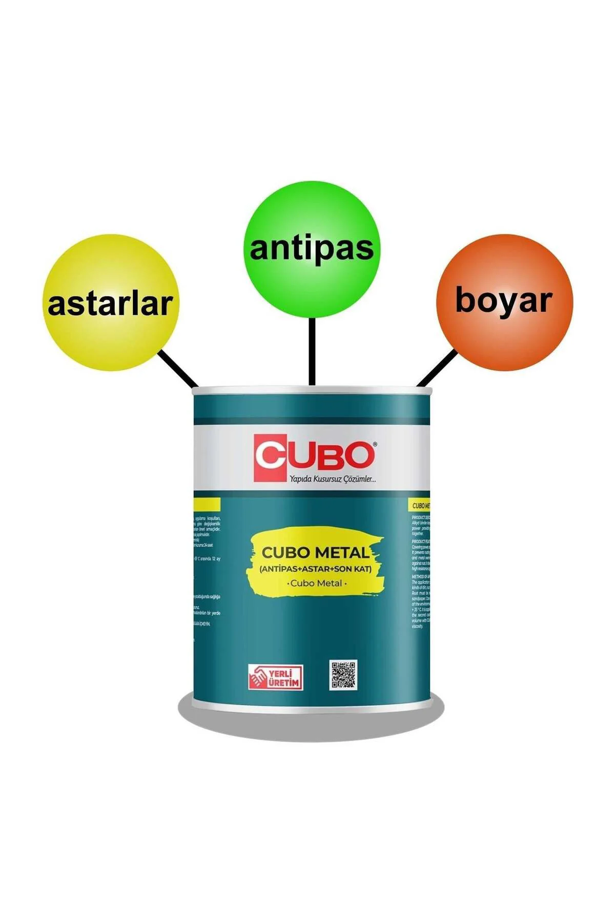 Cubo Metal Pas Boyası Nefti Yeşil 0,75 Litre
