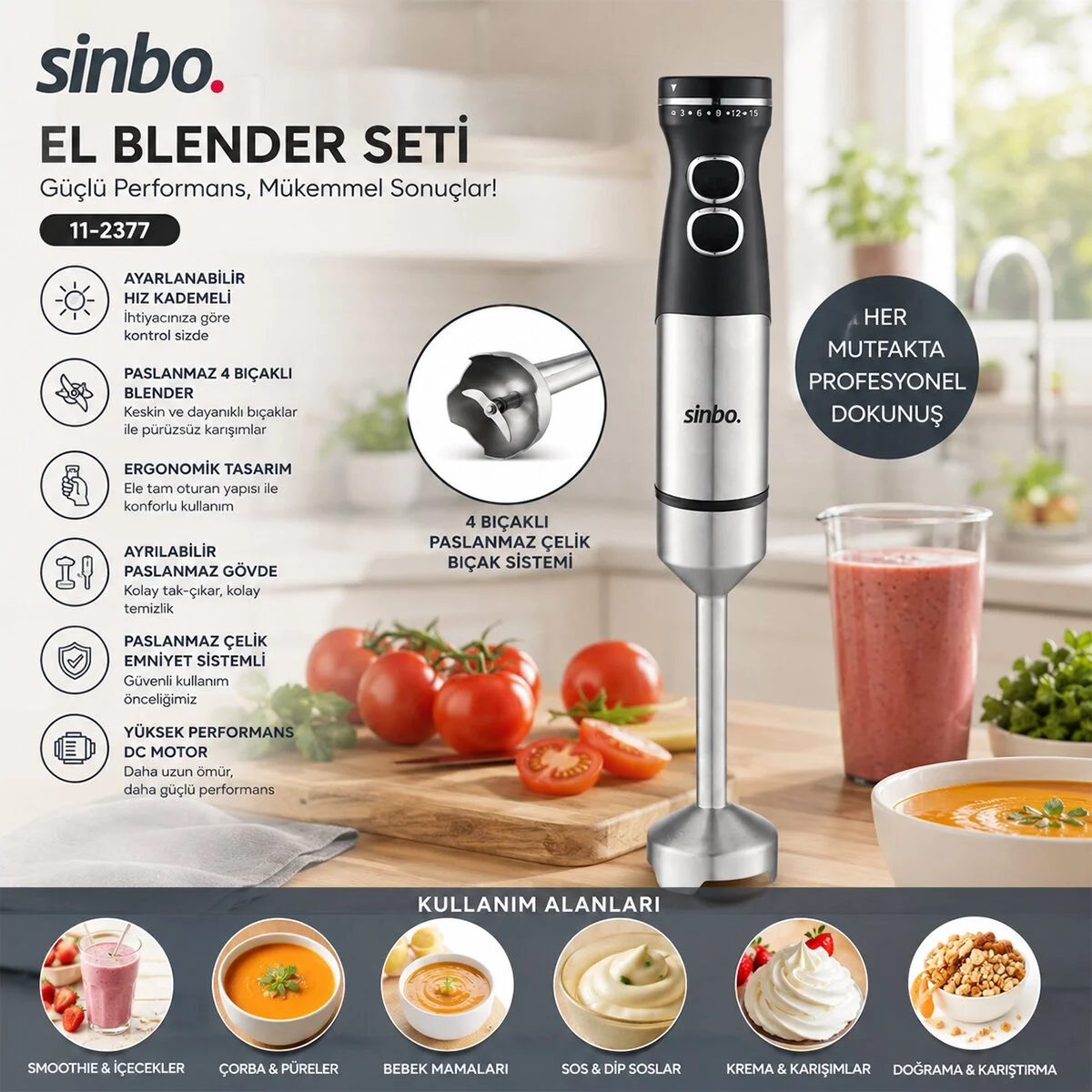 Çubuk El Blender Çelik Uçlu Dc Motor - 300w Shb-7511 Bx40 Fiyatı, Yorumları ve Özellikleri