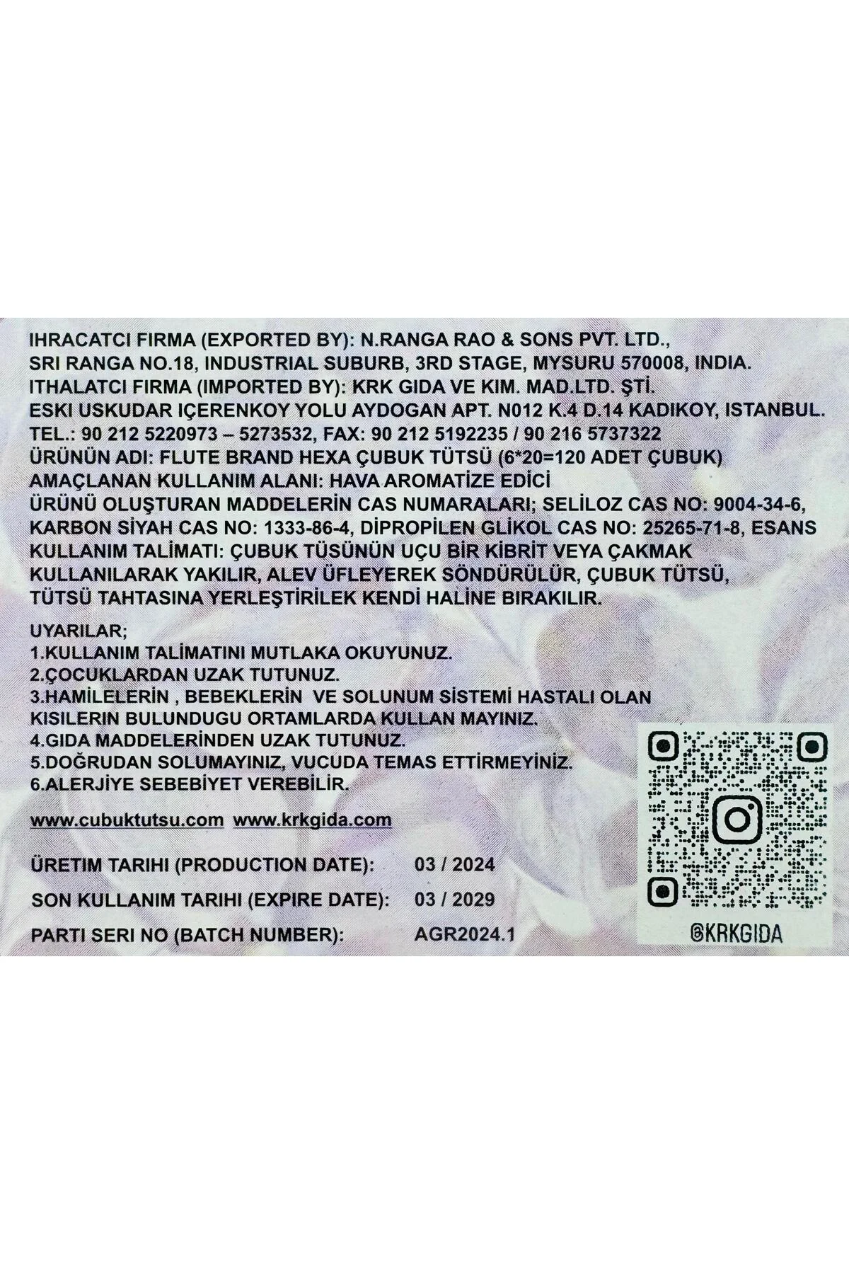 Çubuk Tütsü (LEYLAK) Hexa Lilac 1 Adet=20 Çubuk Fiyatı, Yorumları ve Özellikleri