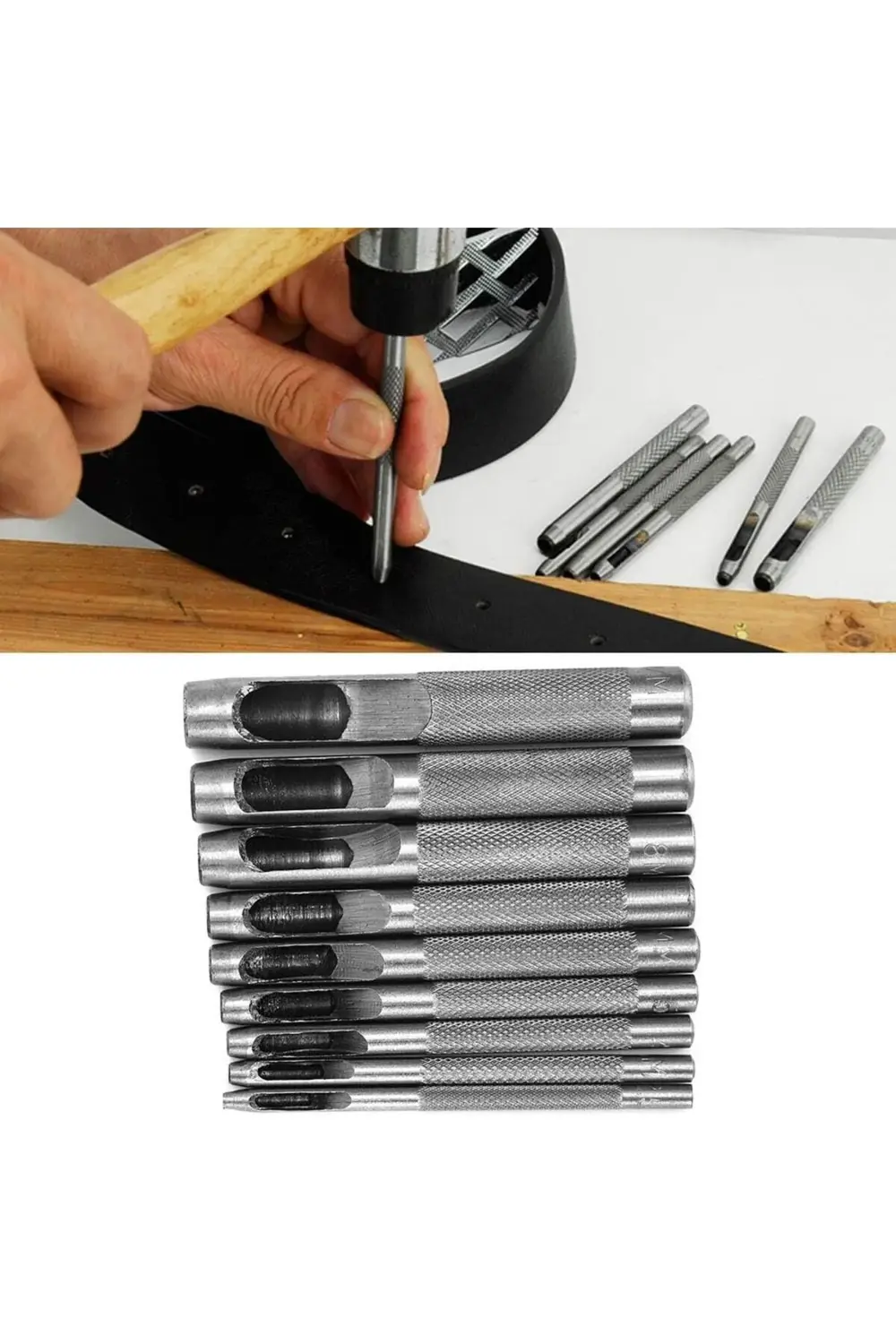 Tuhafiyecimiz Çubuk Zımba , Delici, Padova. 9 Adet İçi Boş Zımba Seti. 2.5Mm'de