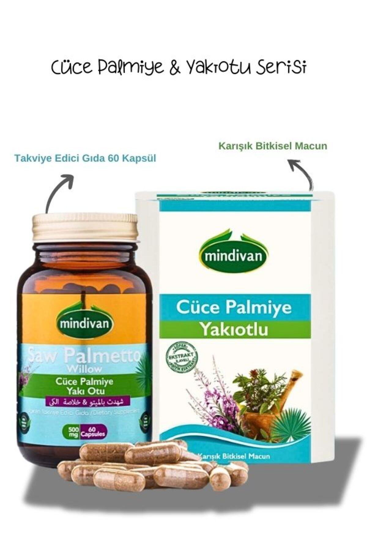 Cüce Palmiye Yakı Otu Ekstresi 60 Kapsül+Yakı Otlu Cüce Palmiyeli