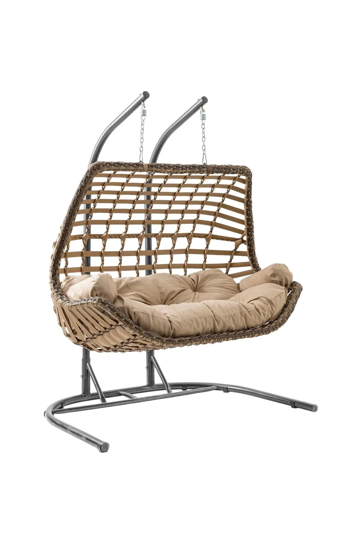 Cunda Çiftli Rattan Bahçe Balkon Salıncağı Açık Kahve