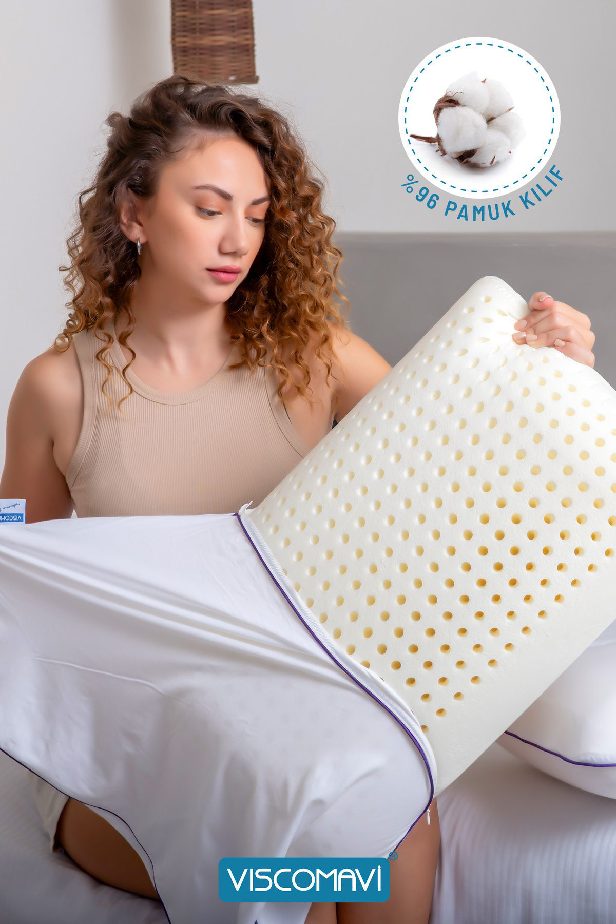Viscomavi Cunda İki Yüzeyi Farkli Sertlikte Ortopedik Visco Yastik 60X40x15