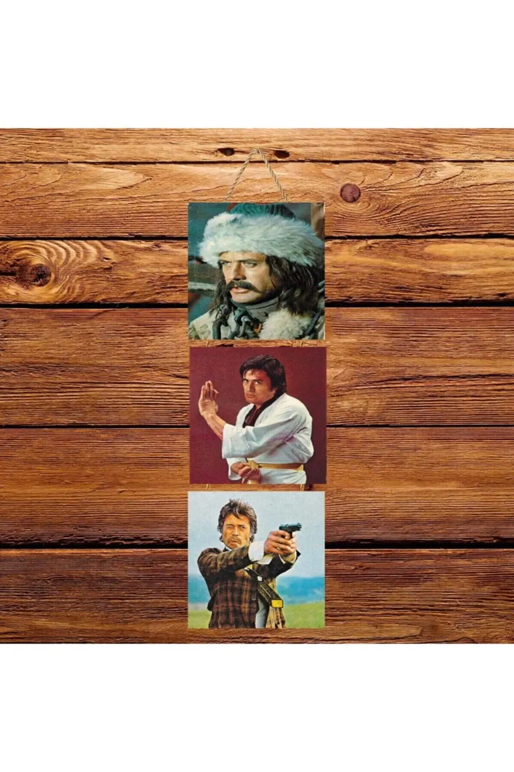 Cüneyt Arkın Üçlü Retro Ahşap Poster Ü127