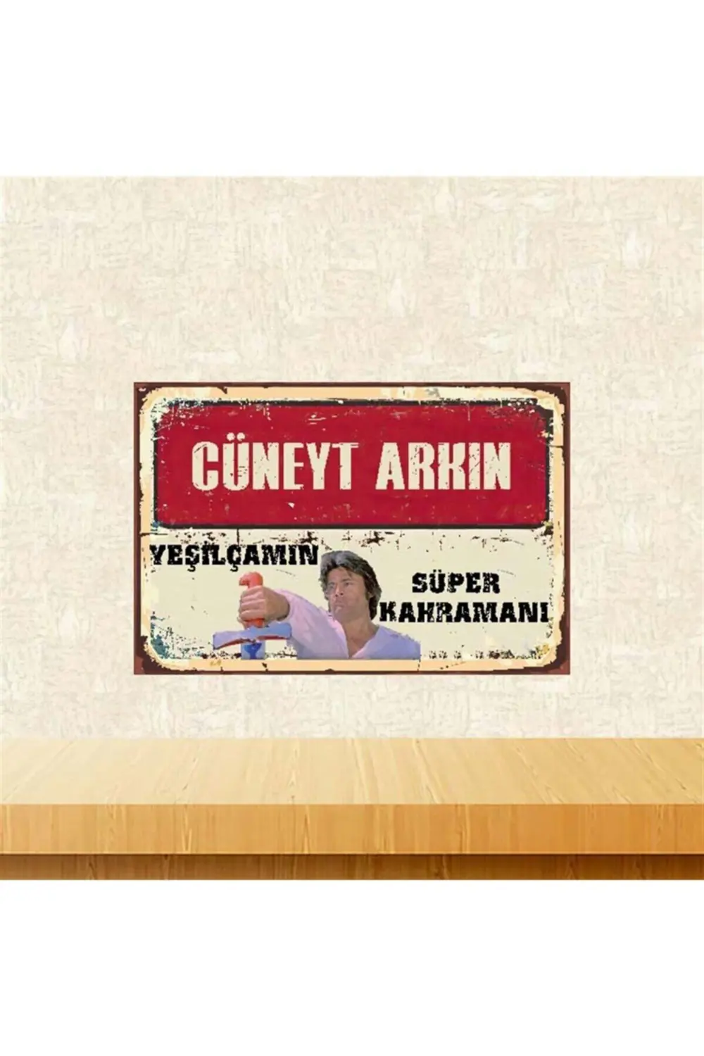 Cüneyt Arkın Yeşilçamın Süper Kahramanı 20-30 Cm Retro Ahşap Post