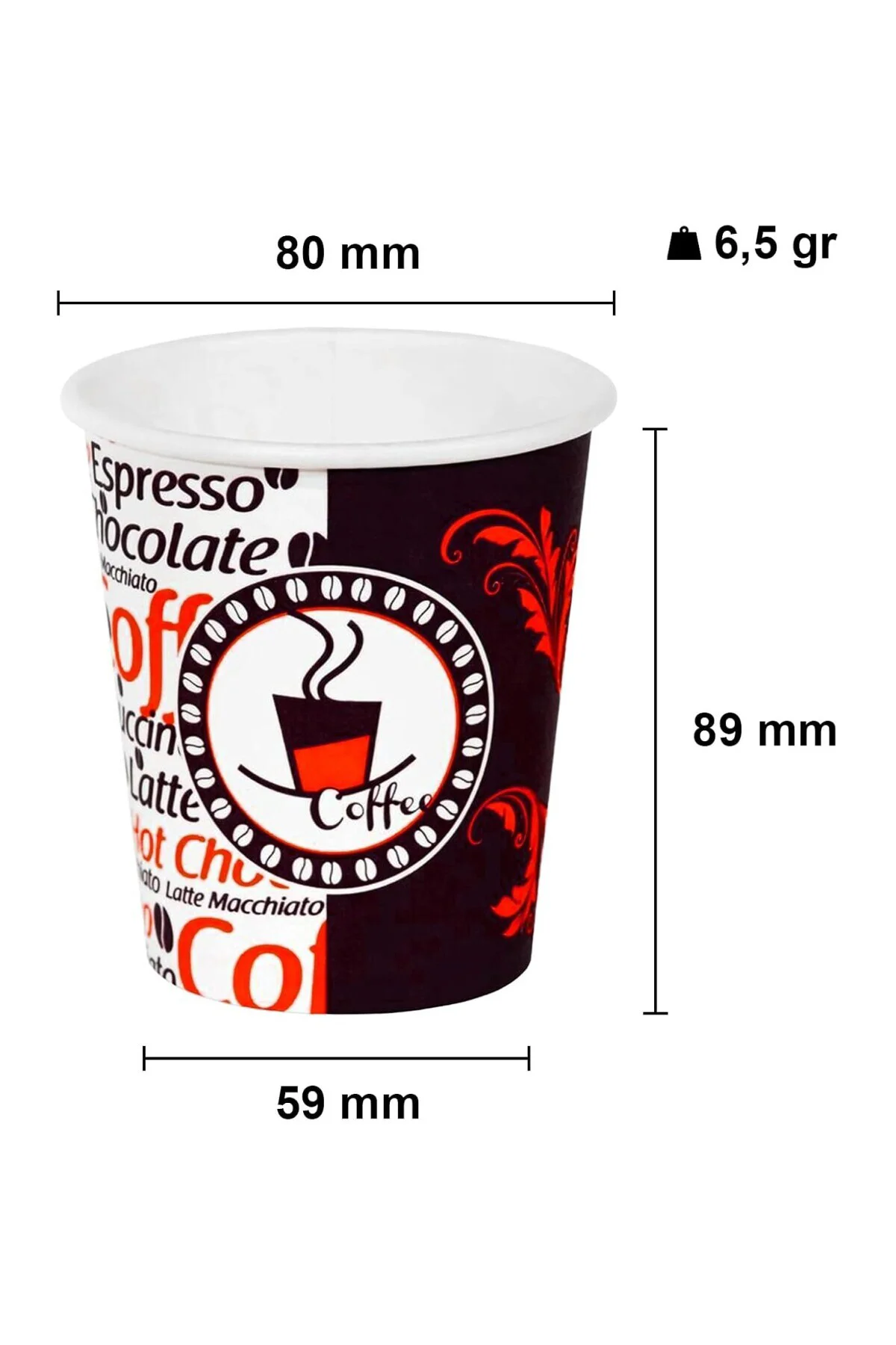 Cup 8 Oz 250 ml Beyaz Sıcak Kapaklı Karton Bardak Çay Kahve 100 A
