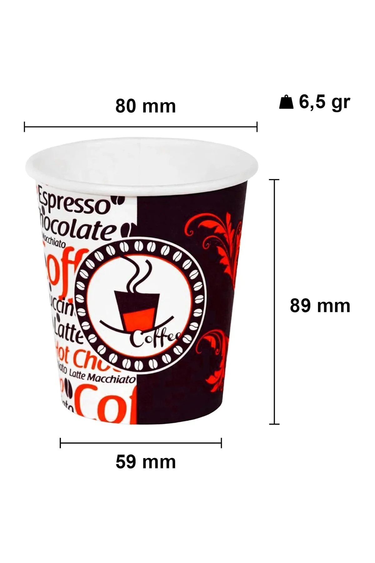 Cup 8 Oz 250 ml Beyaz Sıcak Kapaklı Karton Bardak Çay Kahve 100 A