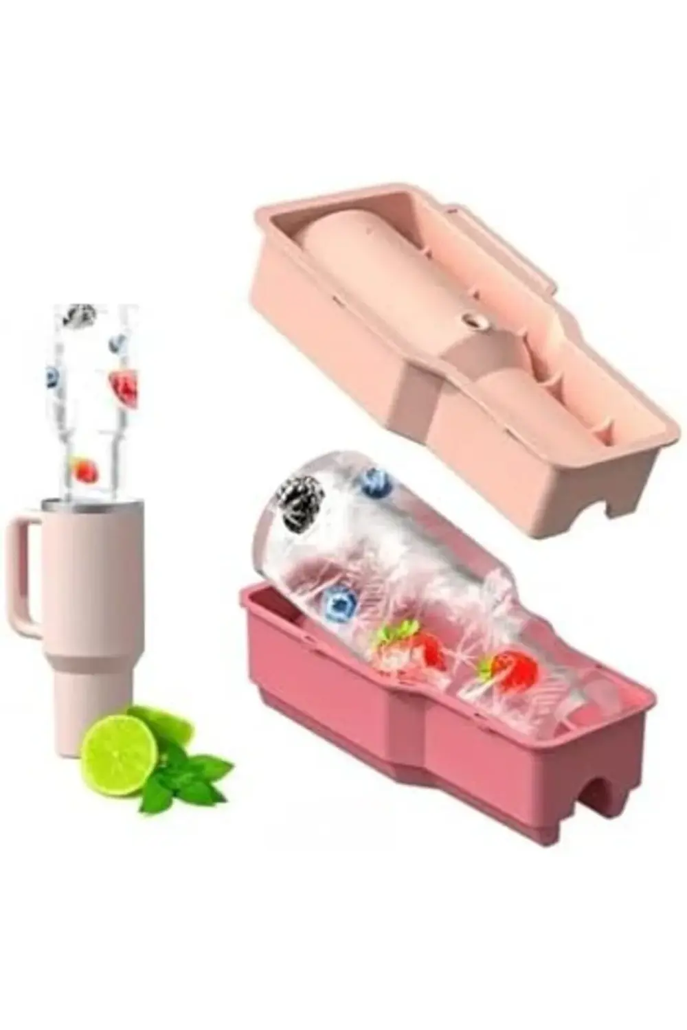 Cup için Buzluk Tepsisi 30-40 oz | Kapaklı Silikon Silindir Buz K