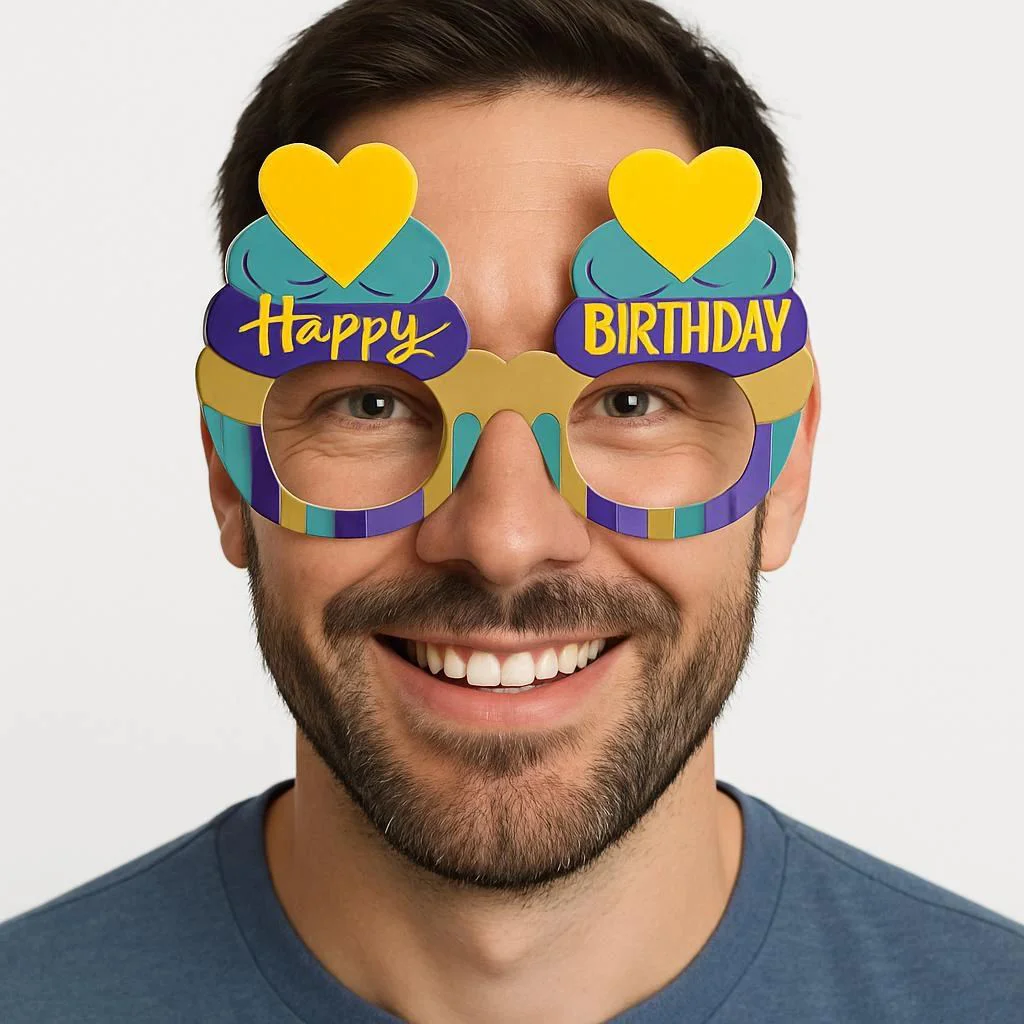 Cupcake Temalı Doğum Günü Gözlüğü 6'lı Paket - Happy Birthday Parti Aksesuarı