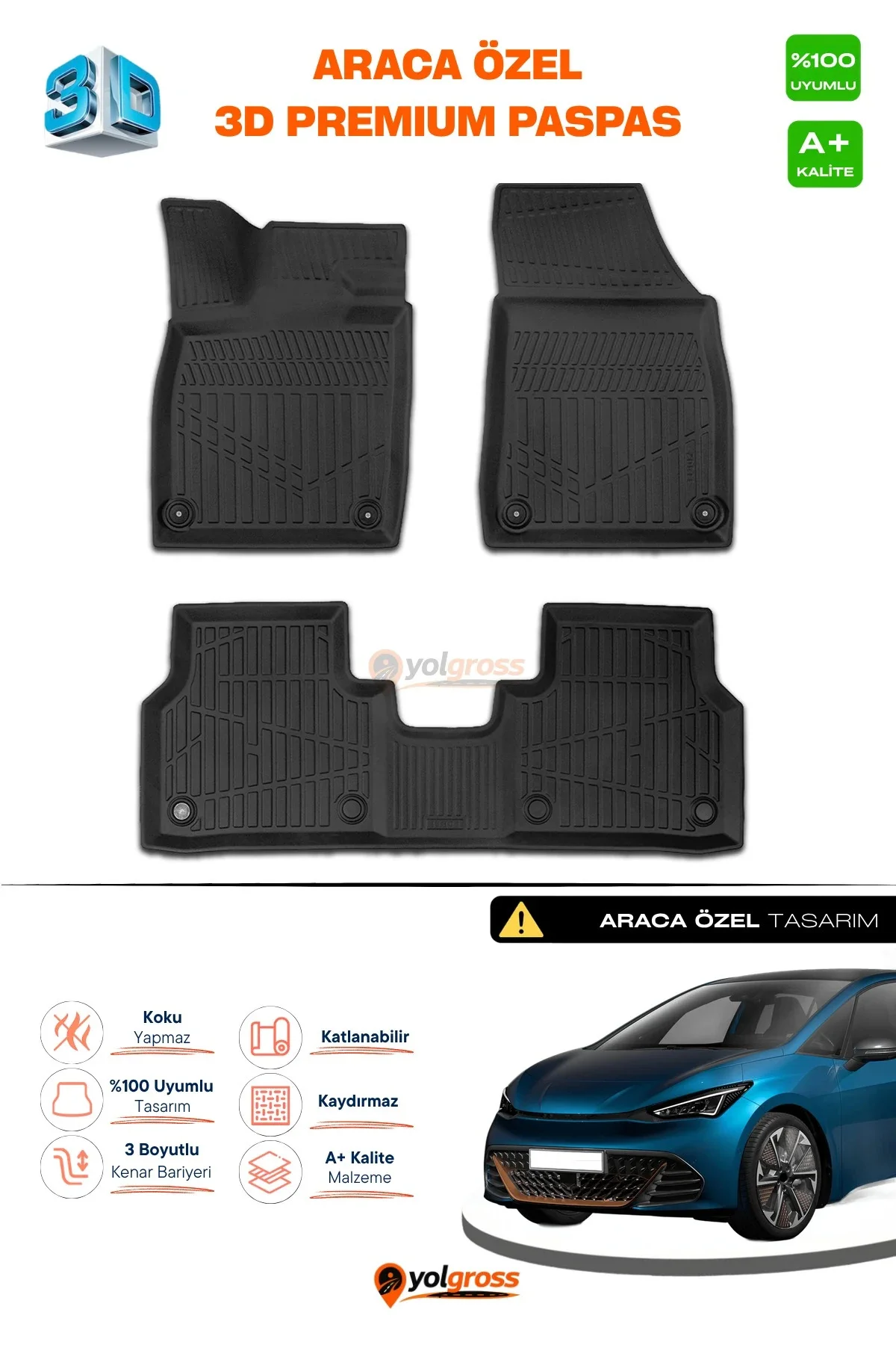 Cupra Born 3D Pro Havuzlu Paspas 2021 Üzeri A+ Kalite
