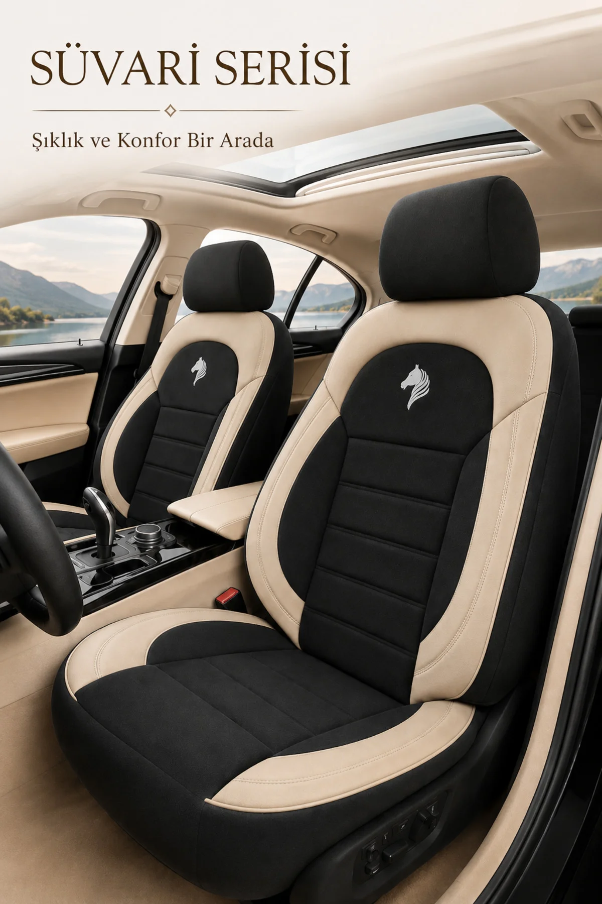 Cupra Leon 2020 ve Sonrası Uyumlu Süvari Serisi Tay Tüyü Siyah Bej Premium Koltuk Kılıfı Fiyatı, Yorumları ve Özellikleri