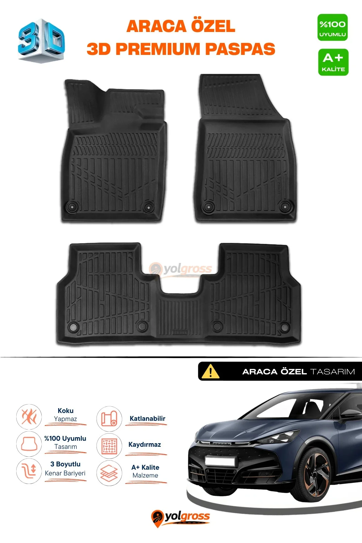 Cupra Tavascan 3D Pro Havuzlu Paspas 2023 Üzeri A+ Kalite Cupra Tavascan 3D Pro Havuzlu Paspas 2023 Üzeri A+ Kalite