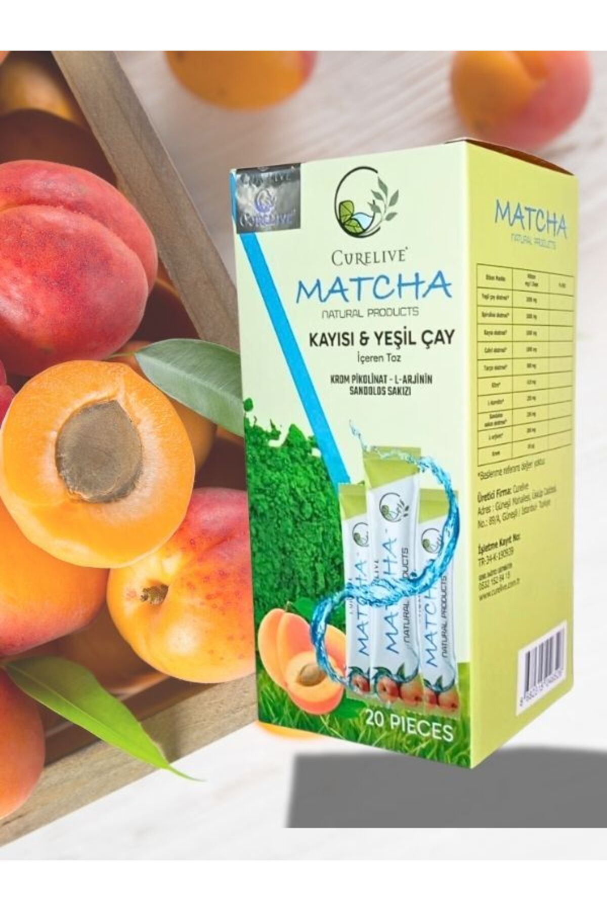Curalive Matcha Detox, Matcha Kayısı & Yeşilçay 20 Pieces