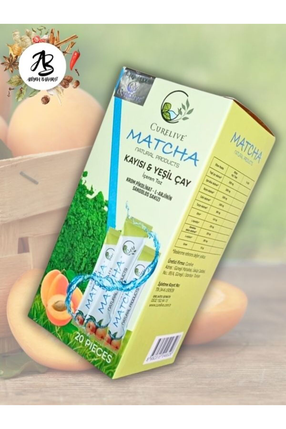 Curalive Matcha Detox, Matcha Kayısı & Yeşilçay 20 Pieces
