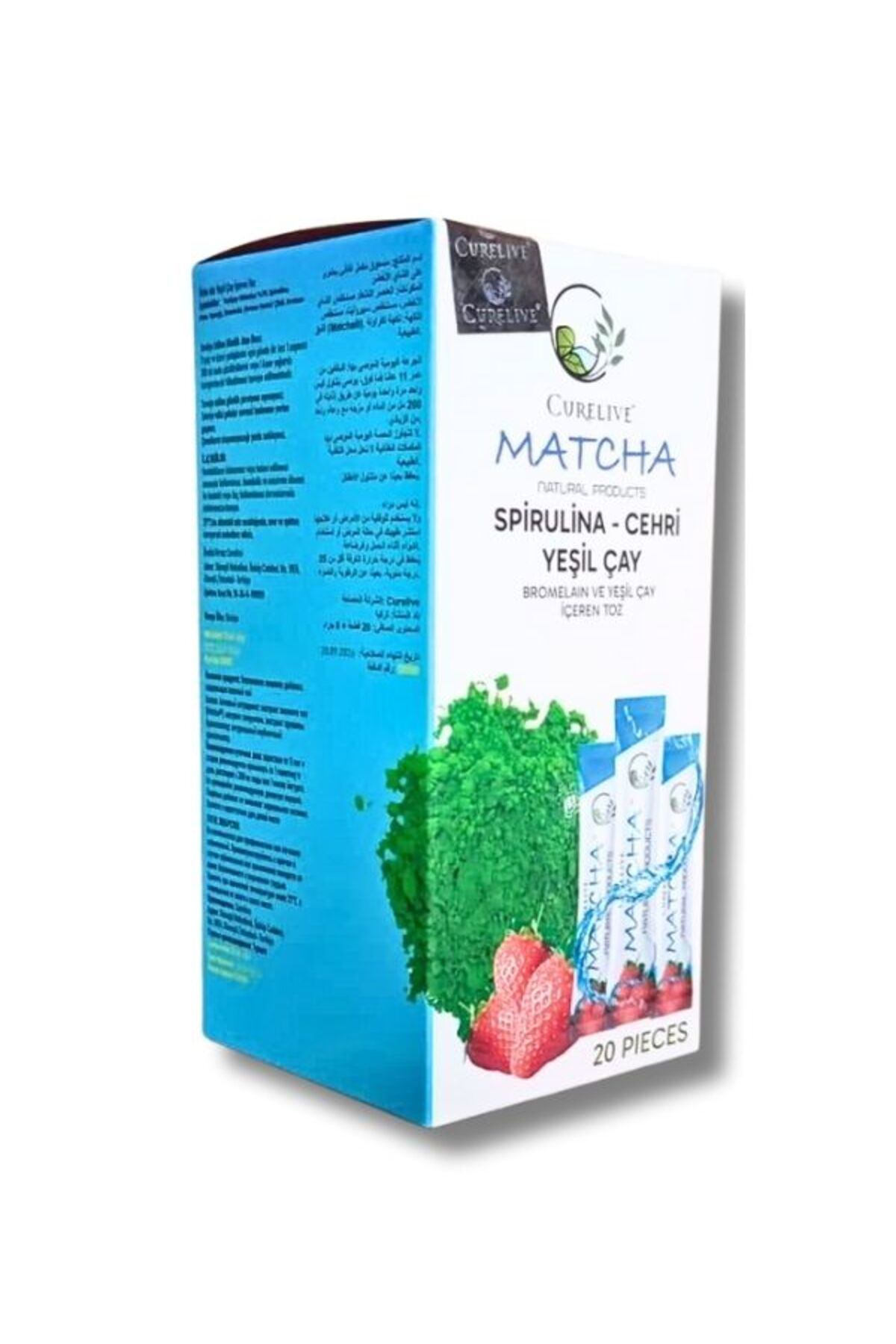 Curalive Matcha Detox. Matcha Çilek Spirulina Yeşilçay Bromelain 