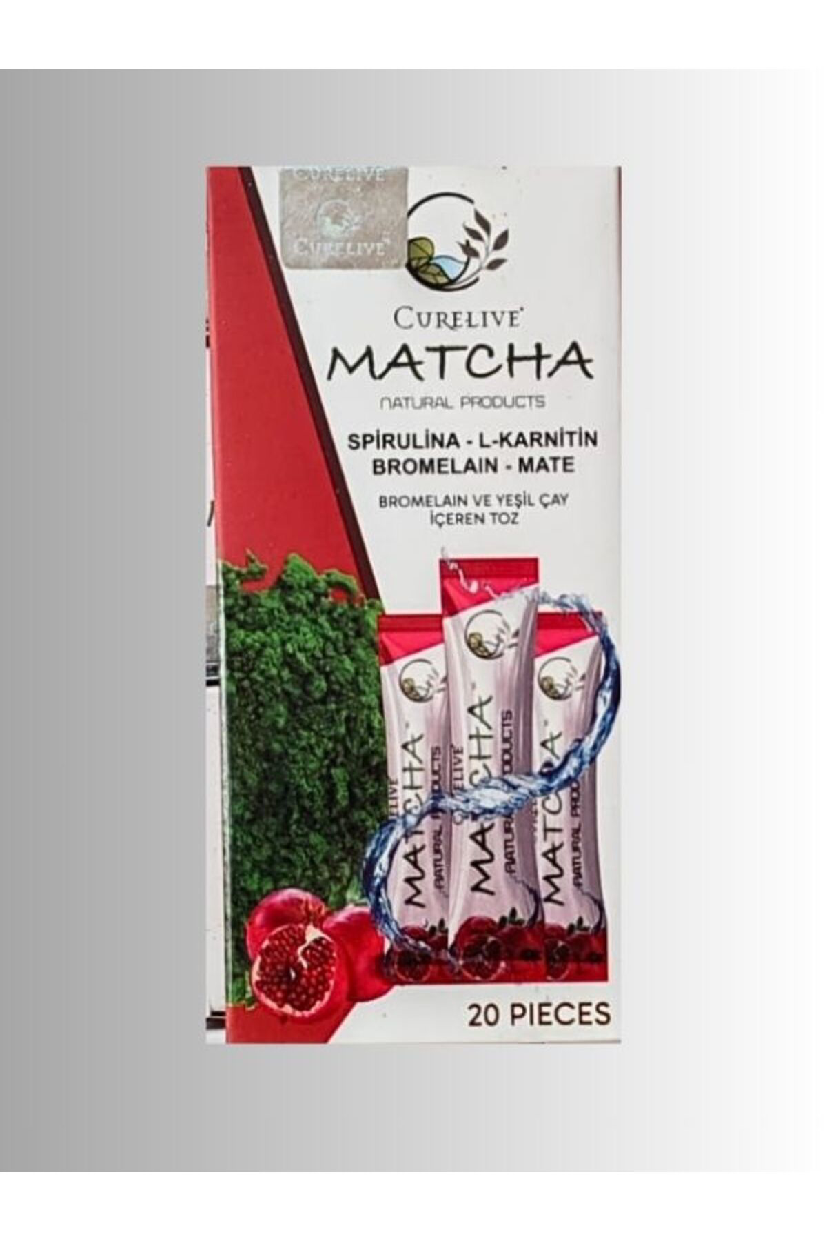 Curelive Matcha Detox Nar Aromalı Spirulina L-Carnitine Bromelain