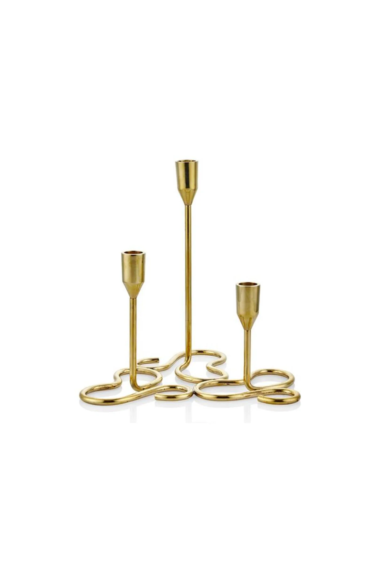 Curve Brass 3'lü Mumluk 25X25X25,5 cm