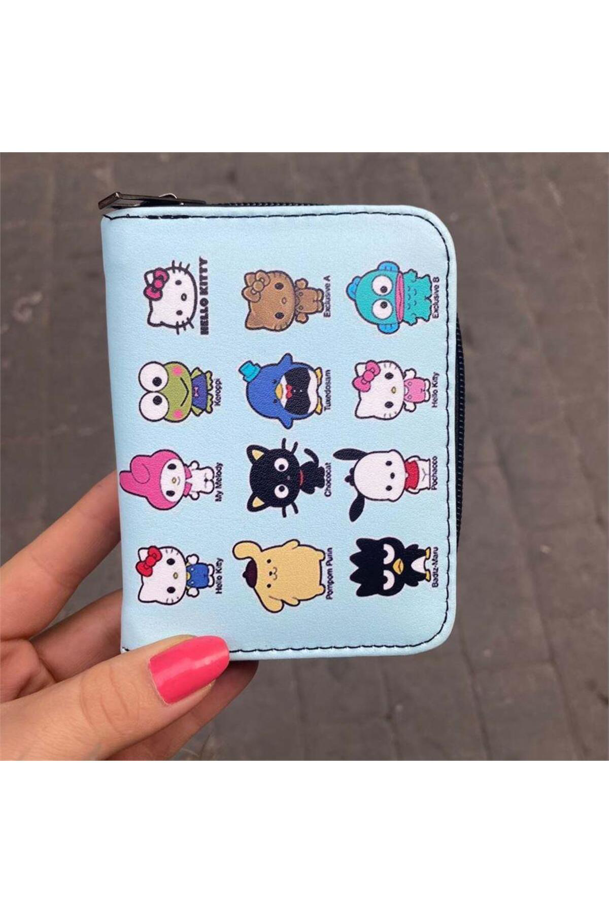 Cute Cartoon Characters Kolaj Kısa Cüzdan