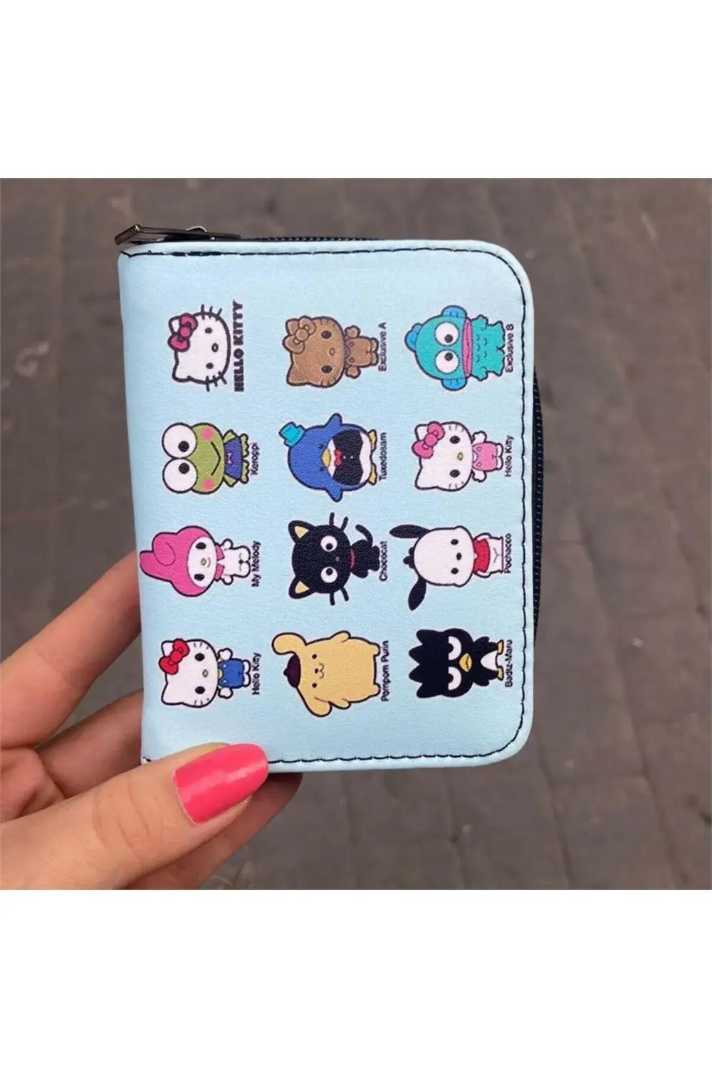 Cute Cartoon Characters Kolaj Kısa Cüzdan