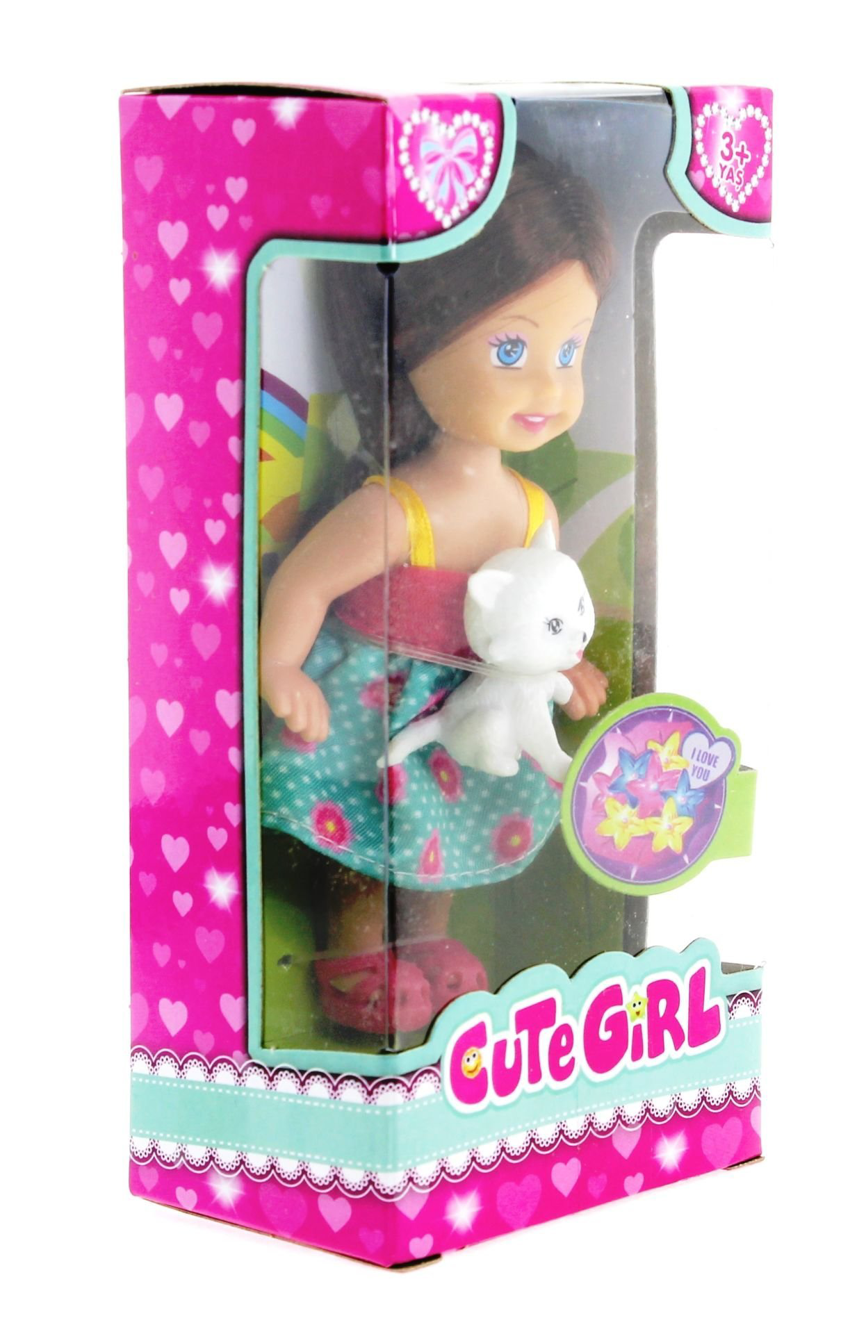 Cute Girl Kedi Figürlü Kumral Mini Bebek Cute Girl Kedi Figürlü Kumral Mini Bebek