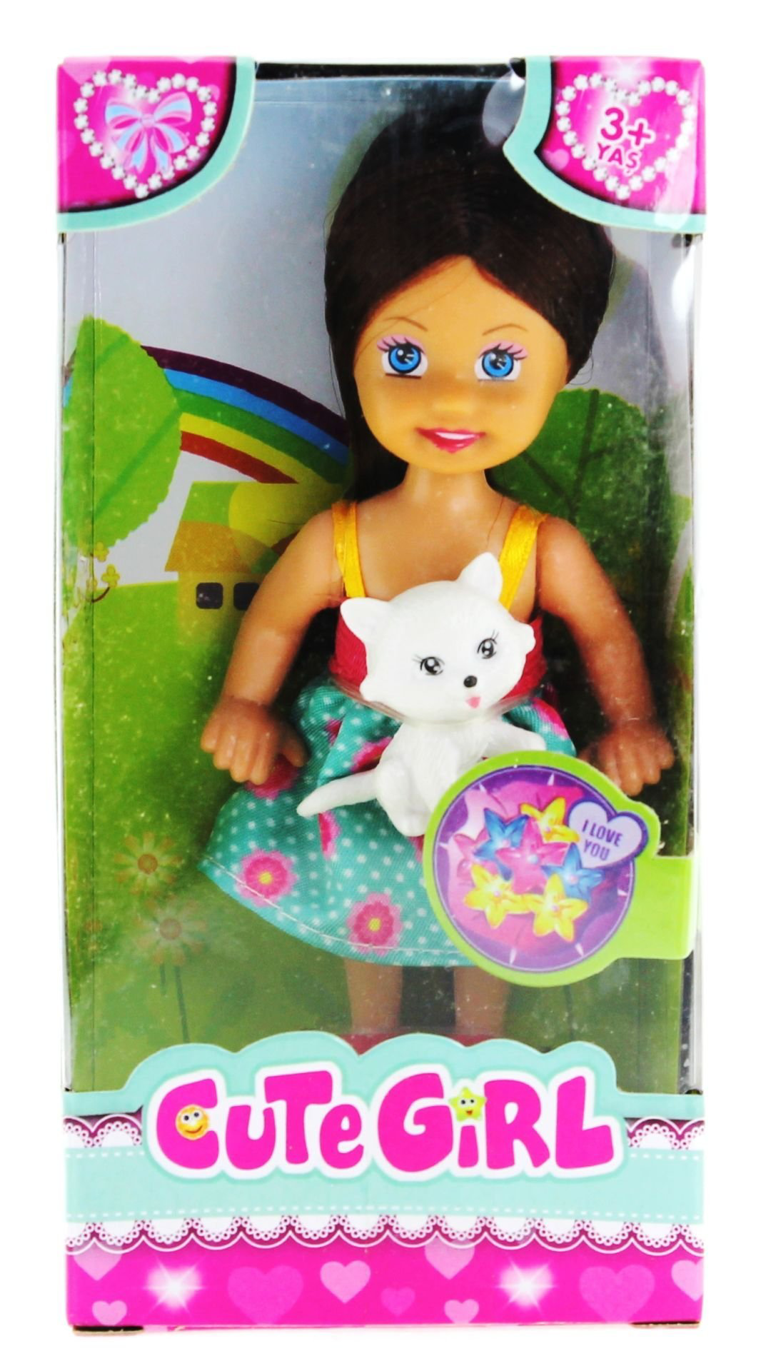 Cute Girl Kedi Figürlü Kumral Mini Bebek Cute Girl Kedi Figürlü Kumral Mini Bebek
