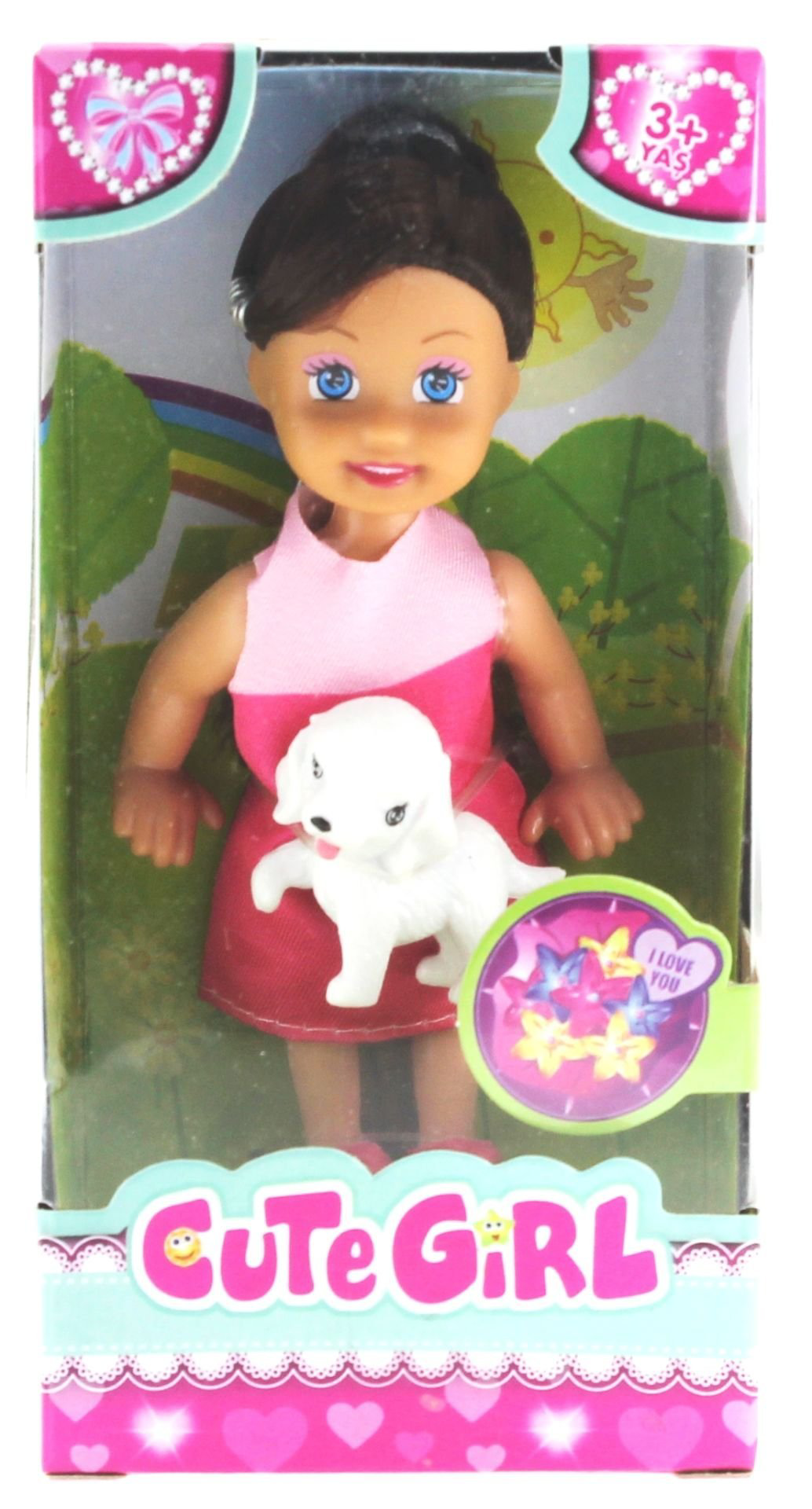 Cute Girl Köpek Figürlü Kumral Mini Bebek Cute Girl Köpek Figürlü Kumral Mini Bebek
