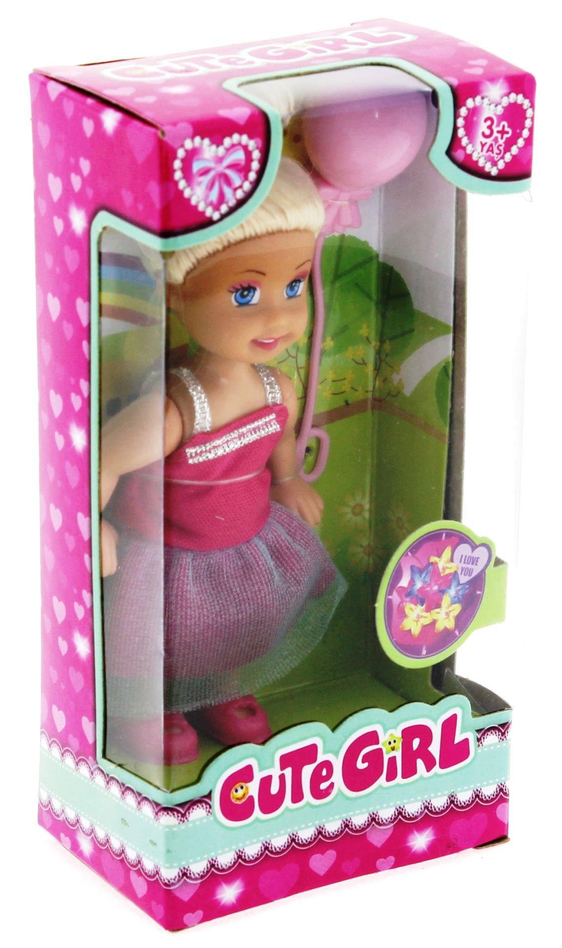 Cute Girl Pembe Balonlu Sarışın Mini Bebek Cute Girl Pembe Balonlu Sarışın Mini Bebek