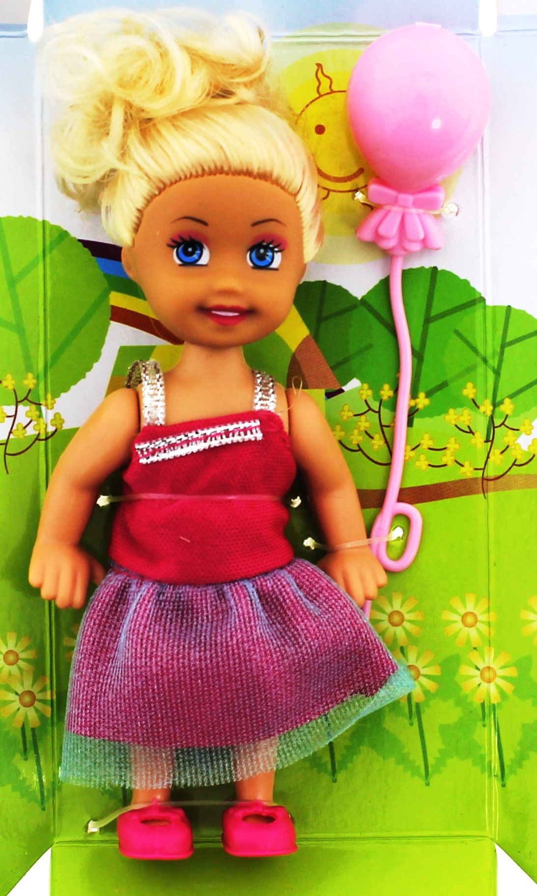 Cute Girl Pembe Balonlu Sarışın Mini Bebek Cute Girl Pembe Balonlu Sarışın Mini Bebek