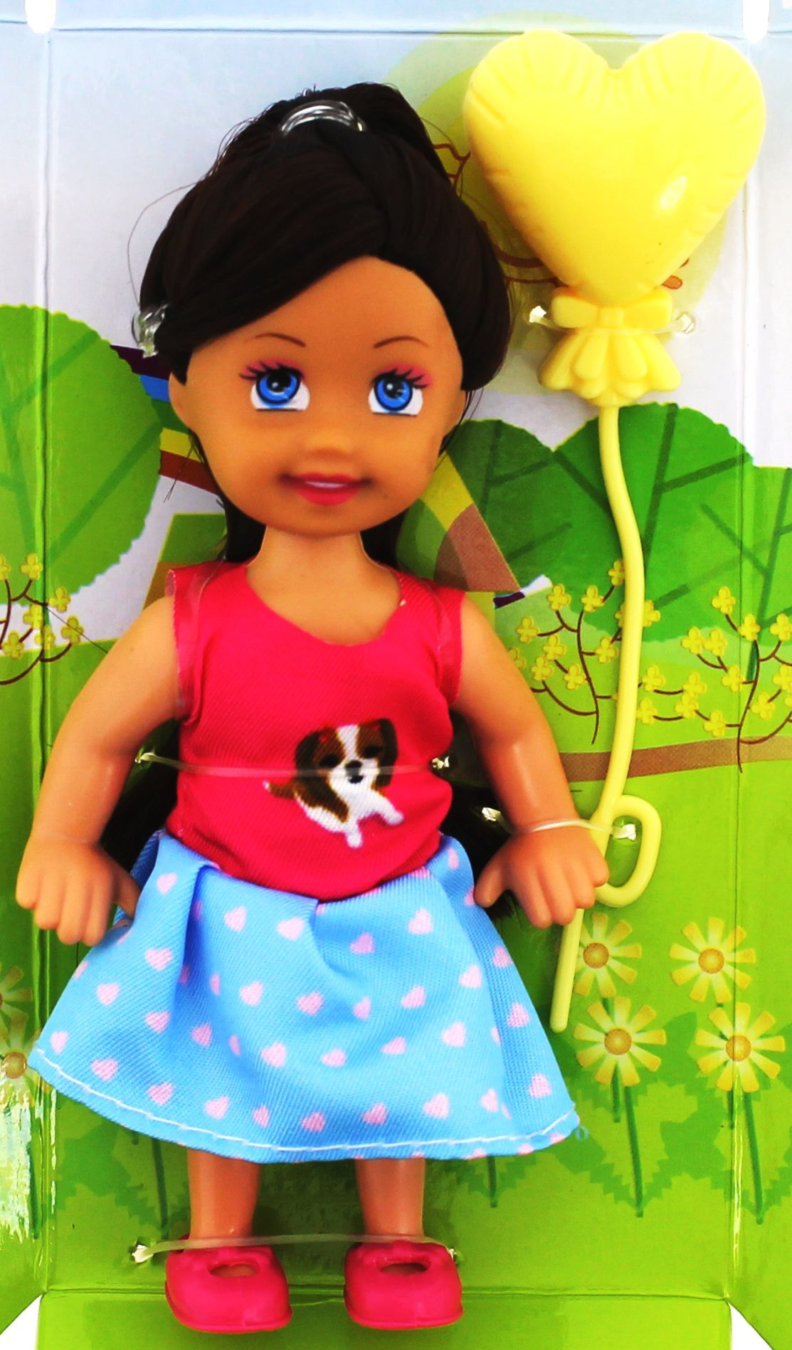 Cute Girl Sarı Balonlu Kumral Mini Bebek