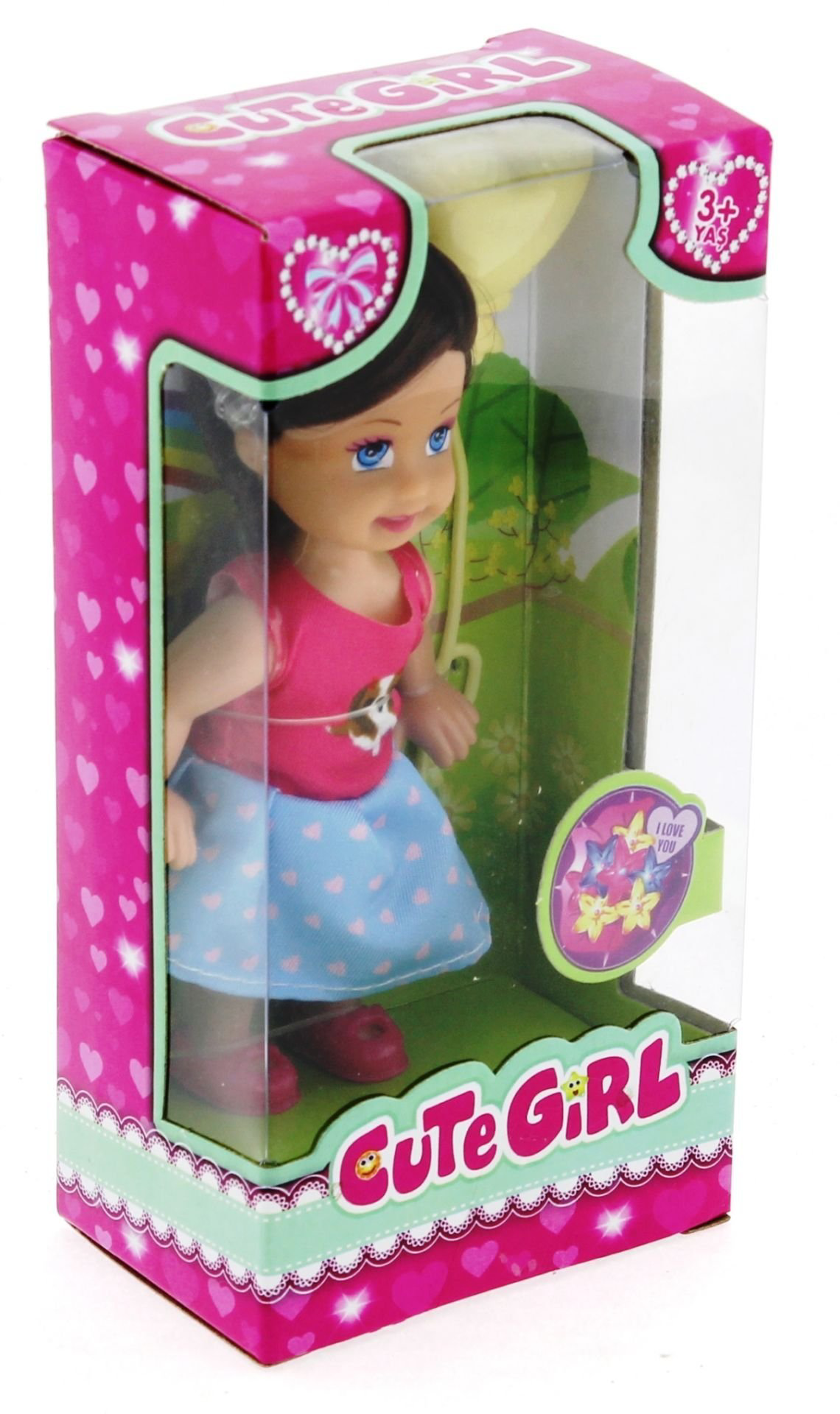 Cute Girl Sarı Balonlu Kumral Mini Bebek