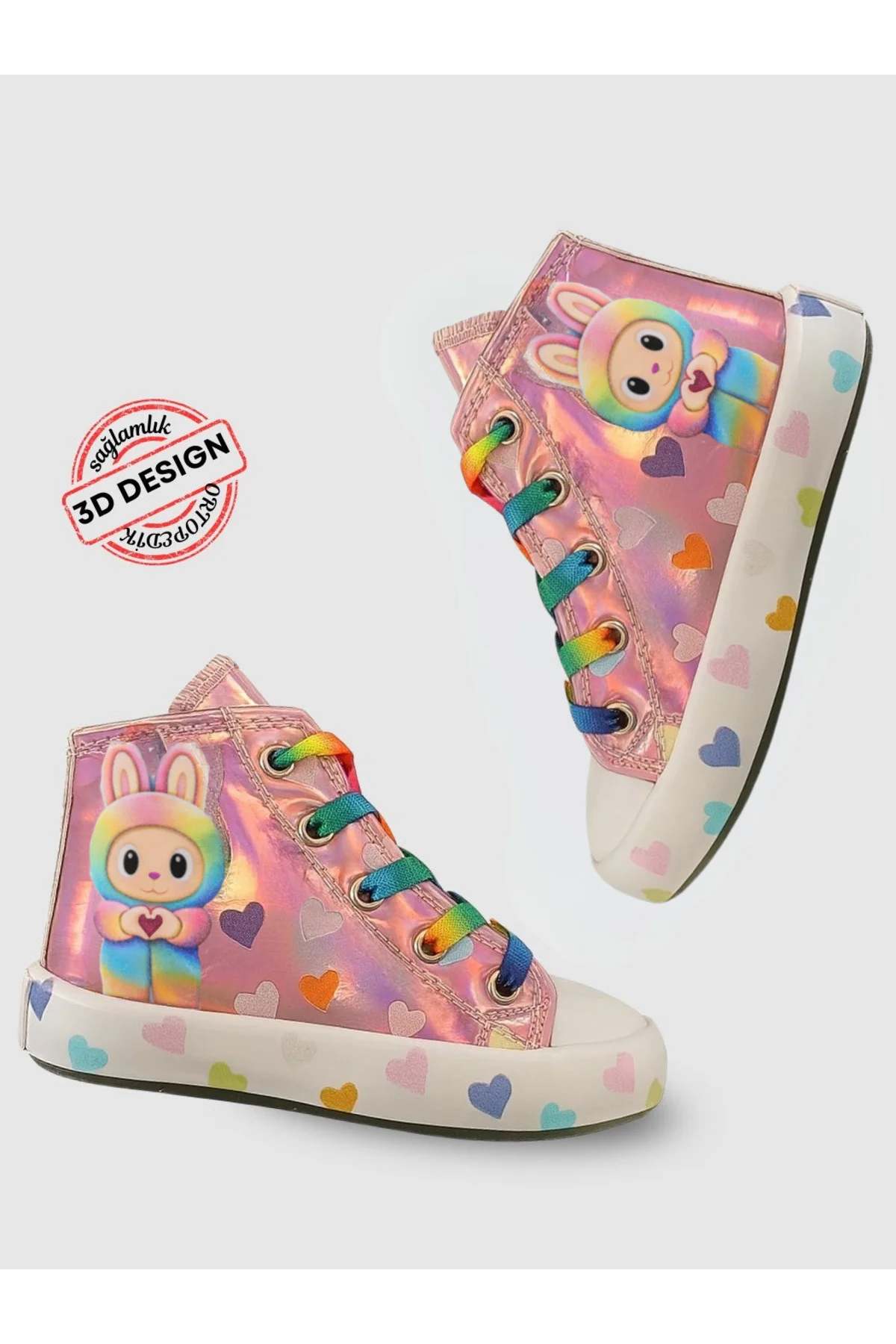 Cute Pembe Fermuarlı Kız Çocuk Sneaker