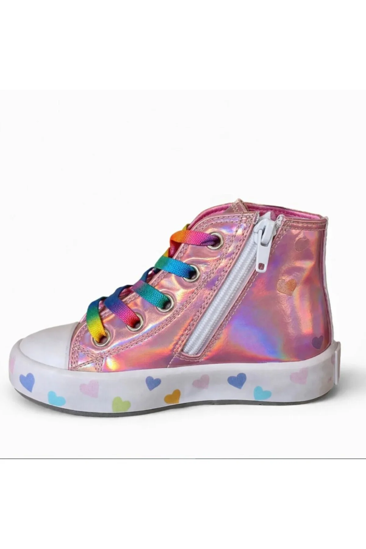 Cute Pembe Fermuarlı Kız Çocuk Sneaker