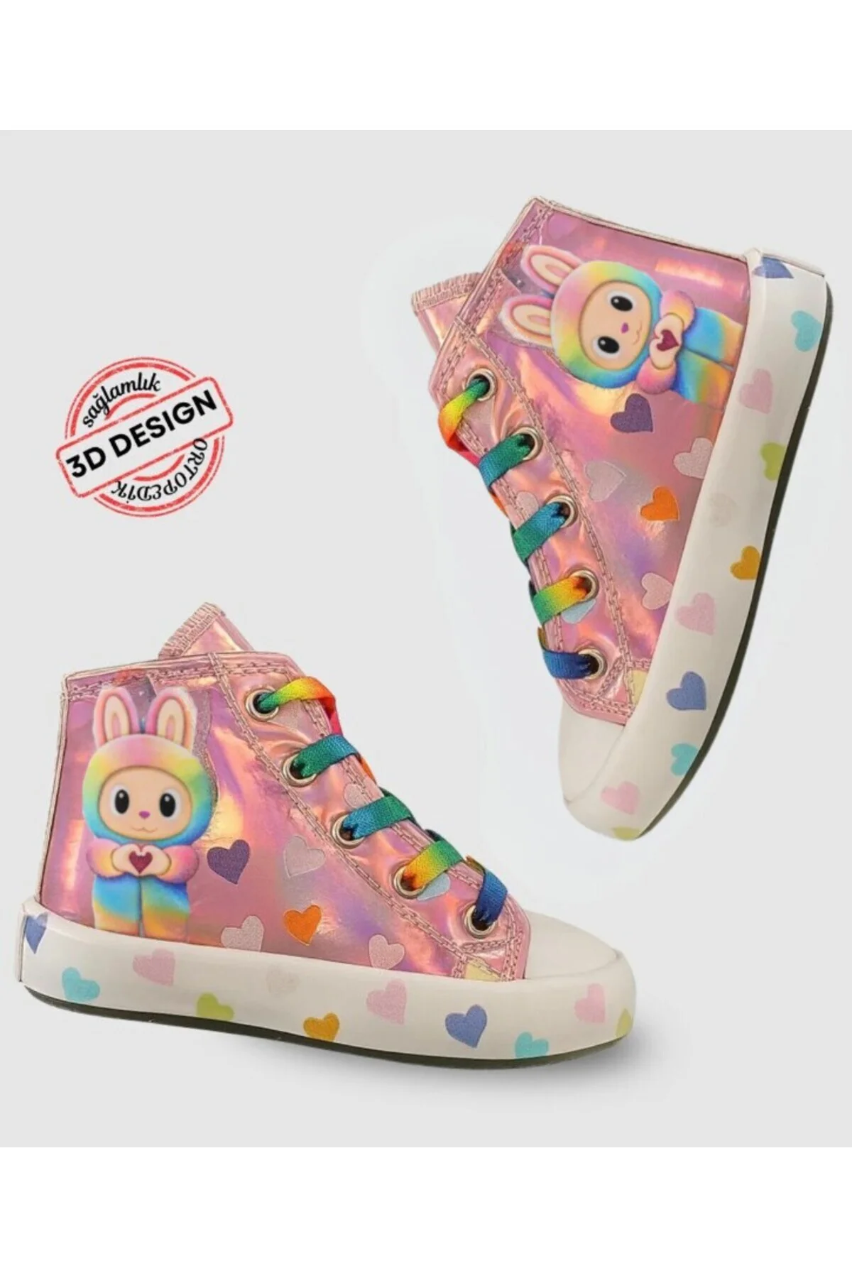 Cute Pembe Fermuarlı Kız Çocuk Sneaker