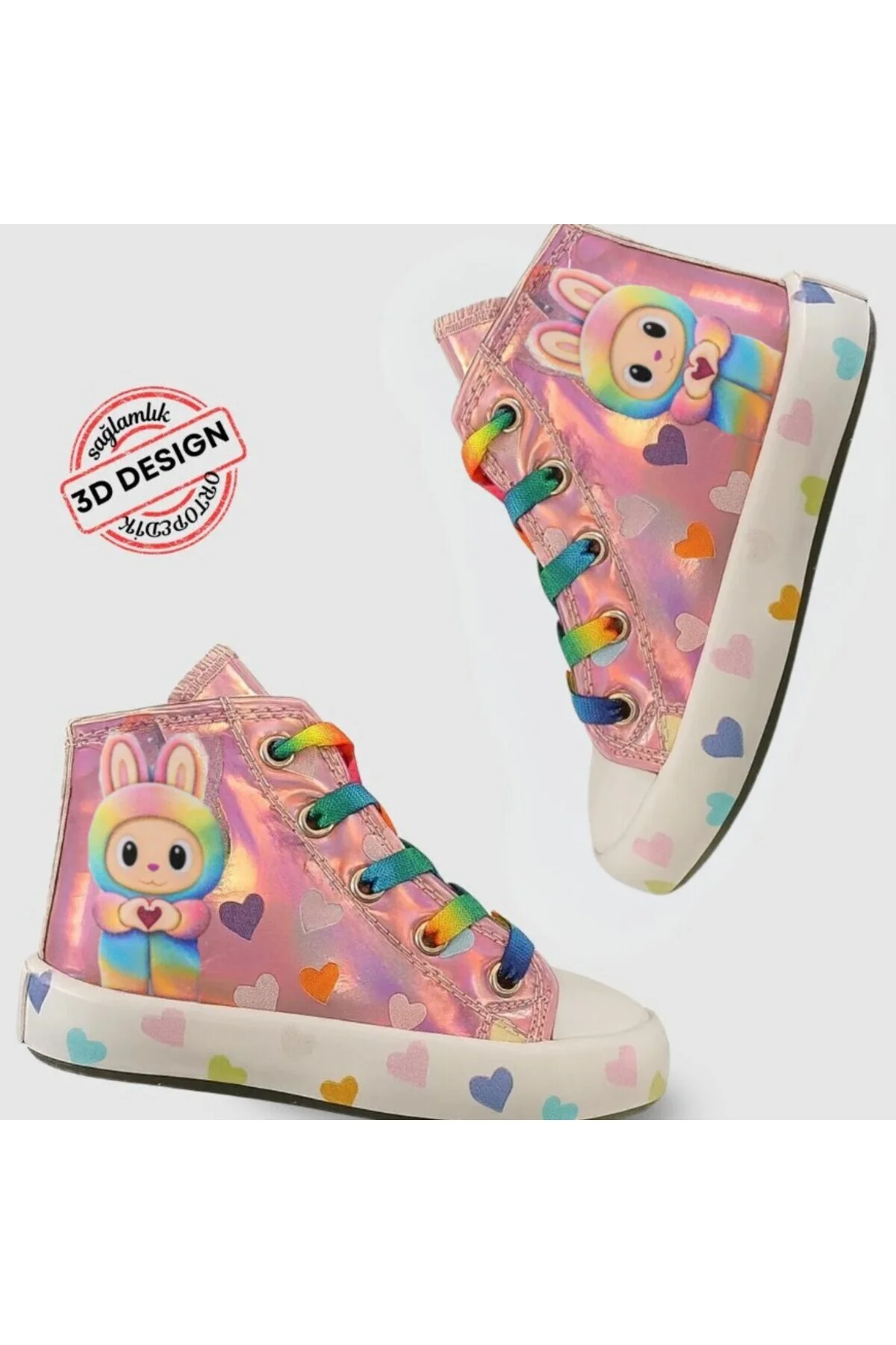 Cute Pembe Fermuarlı Kız Çocuk Sneaker