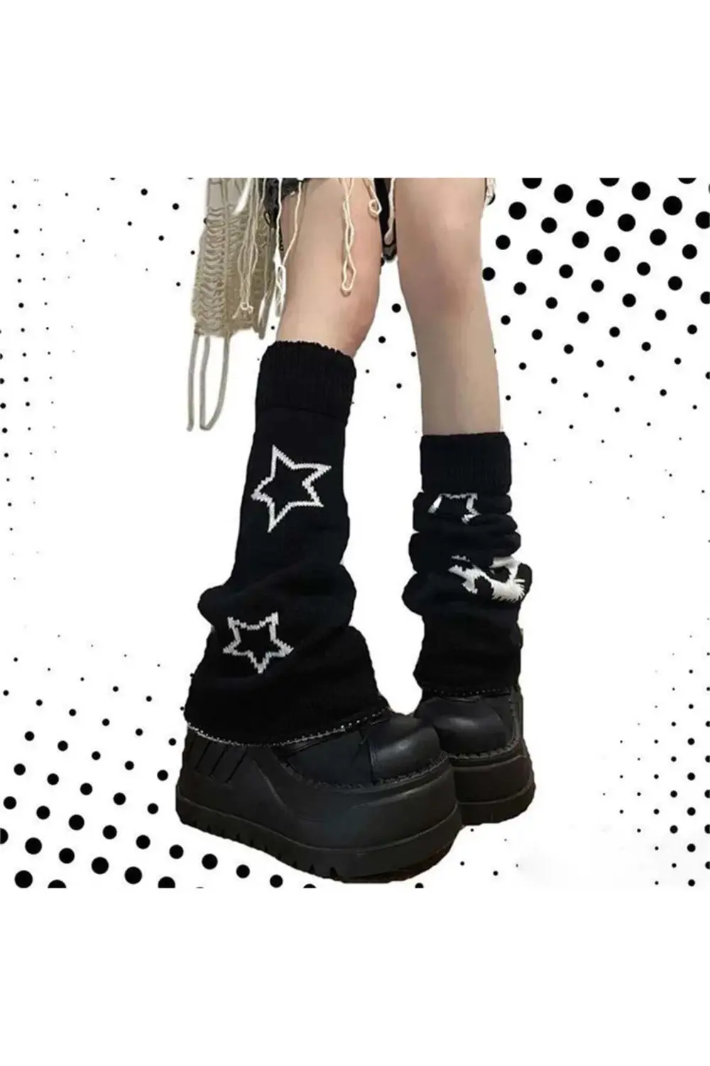 Cute Star Siyah Tozluk