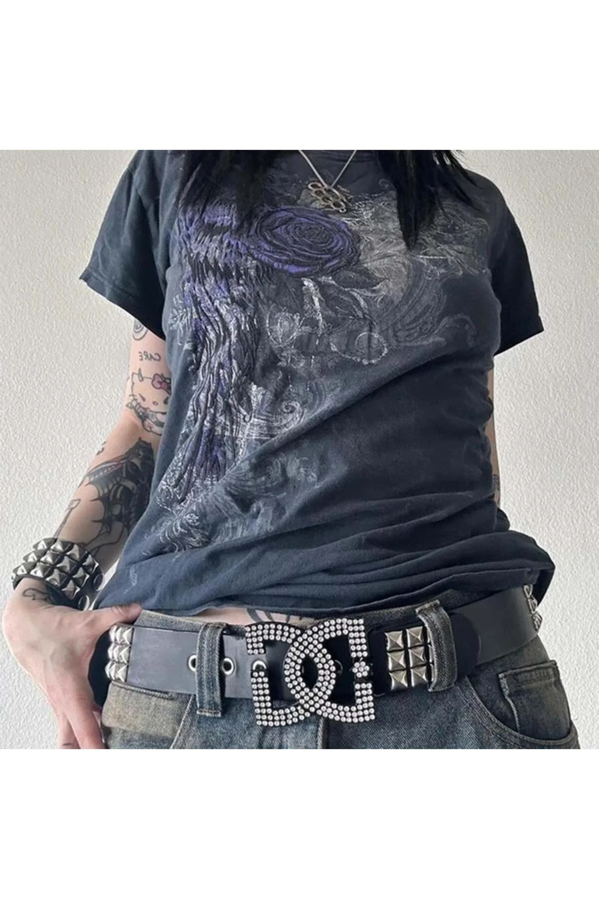 Cyber Grunge Punk Purple Rose Electro Guitar Unisex Tişört Cyber Grunge Punk Purple Rose Electro Guitar Unisex Tişört