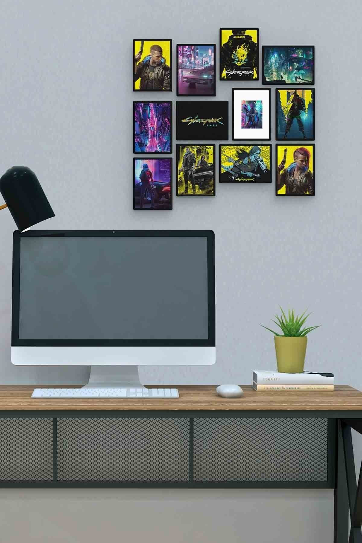 Cyberpunk 12 Parça Mdf (ahşap) Tablo Ofis Boyu 