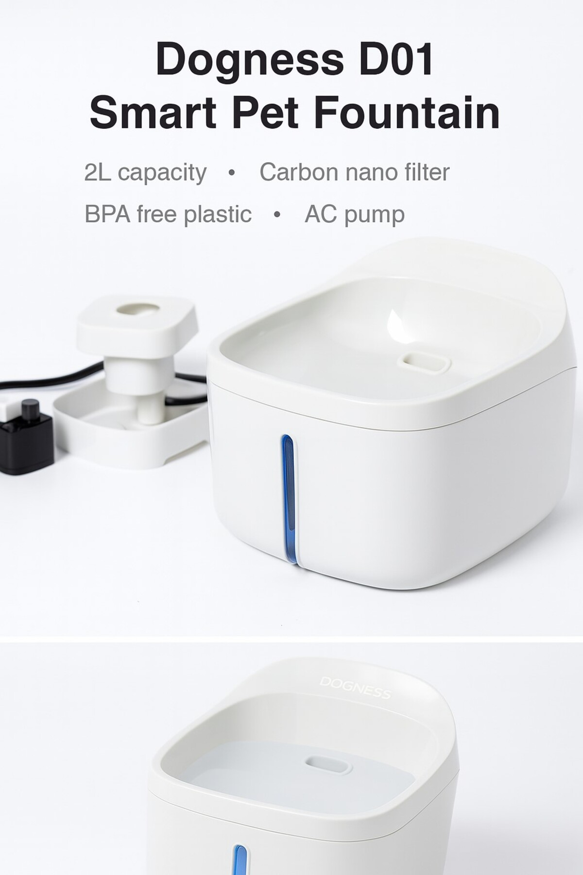 Dogness D01 Akıllı Su Pınarı 2 Lt - Sessiz Pompa, 3 Katmanlı Filtre, Led Dogness D01 Akıllı Su Pınarı 2 Lt - Sessiz Pompa, 3 Katmanlı Filtre, Led